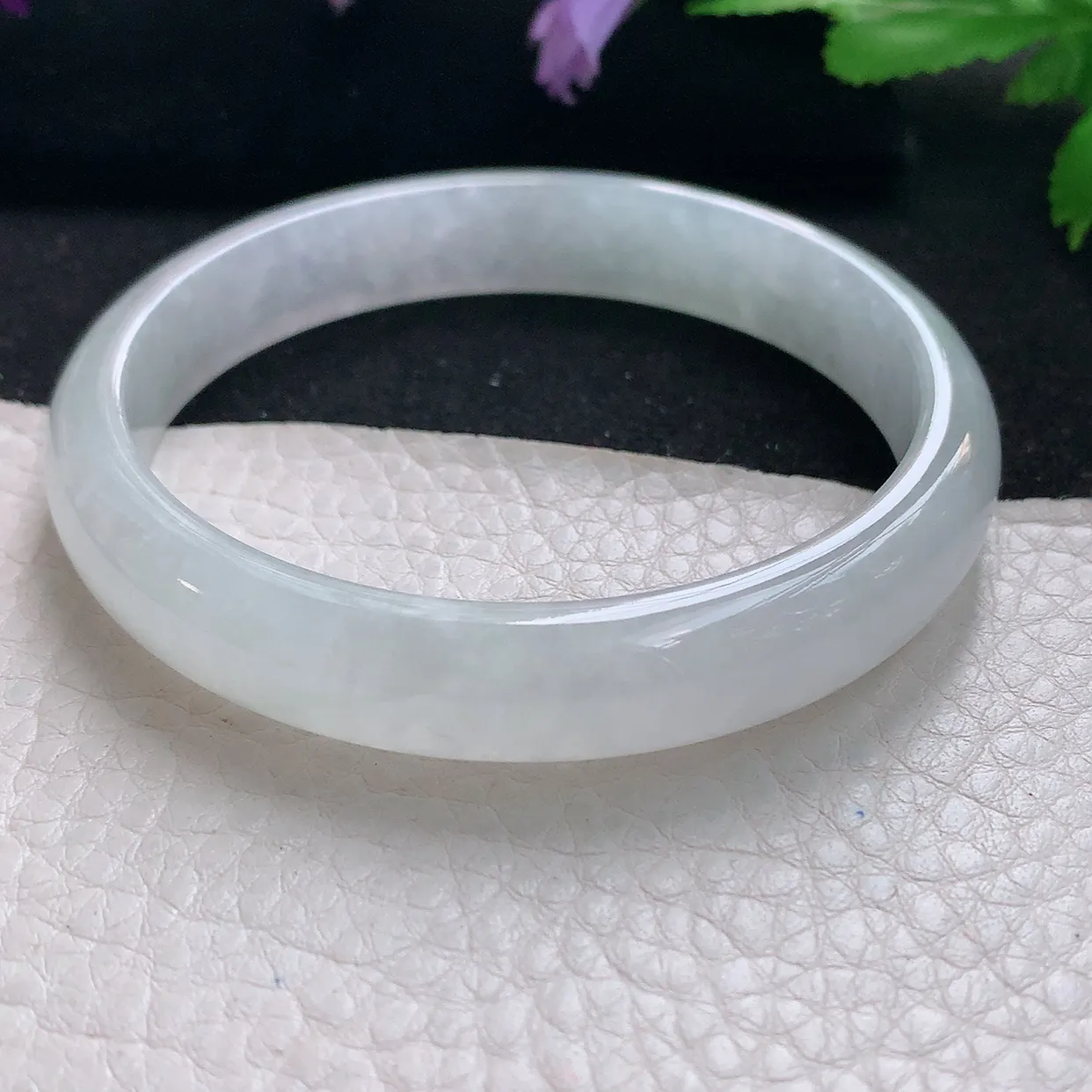 yh自然光60*11.2*6.5平安镯天然缅甸翡翠a货手镯白月光清透正圈宽边大圈口镯子