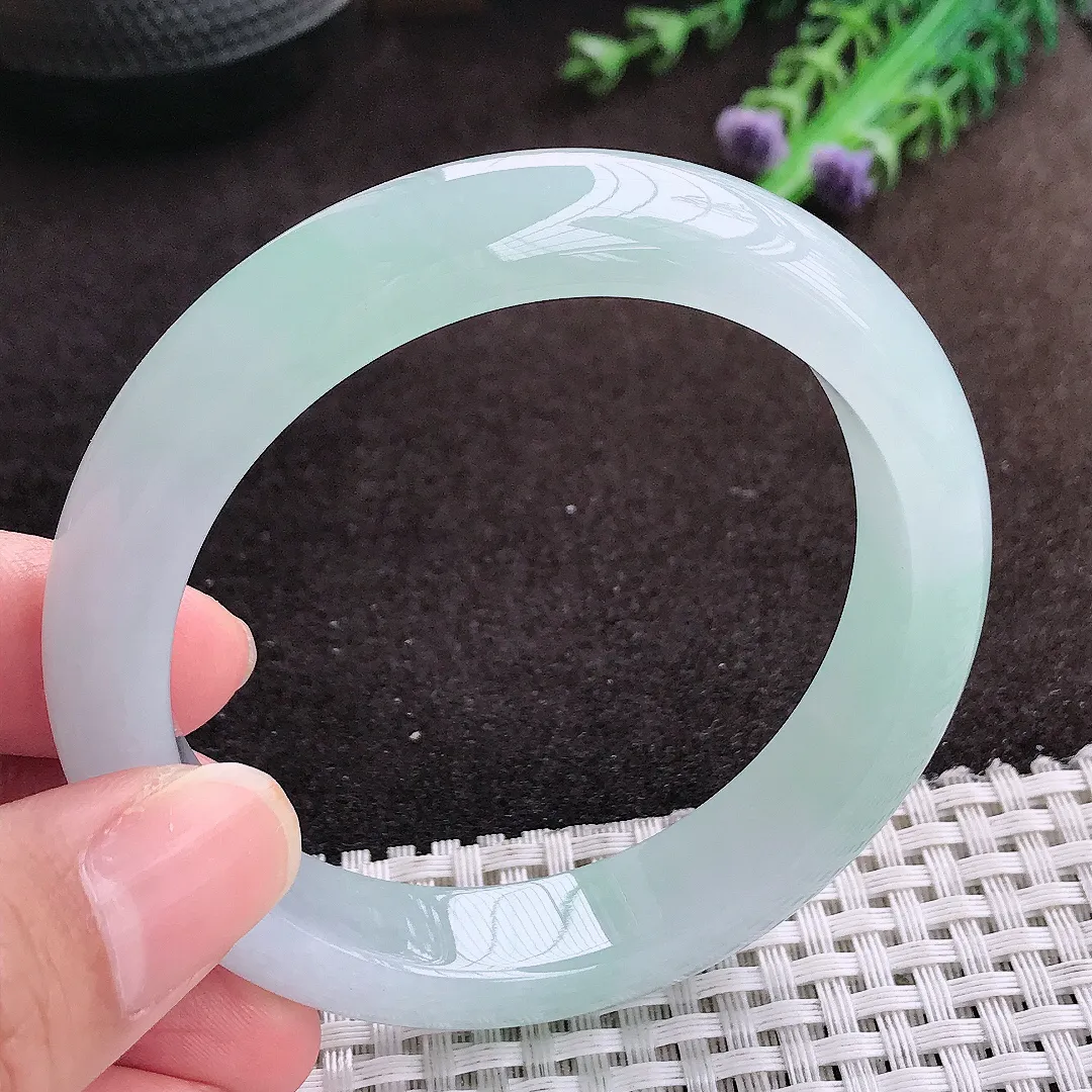 自然光56/12.6/8.6老坑冰胶果冻冰晴手镯宽边翡翠玉镯美人镯