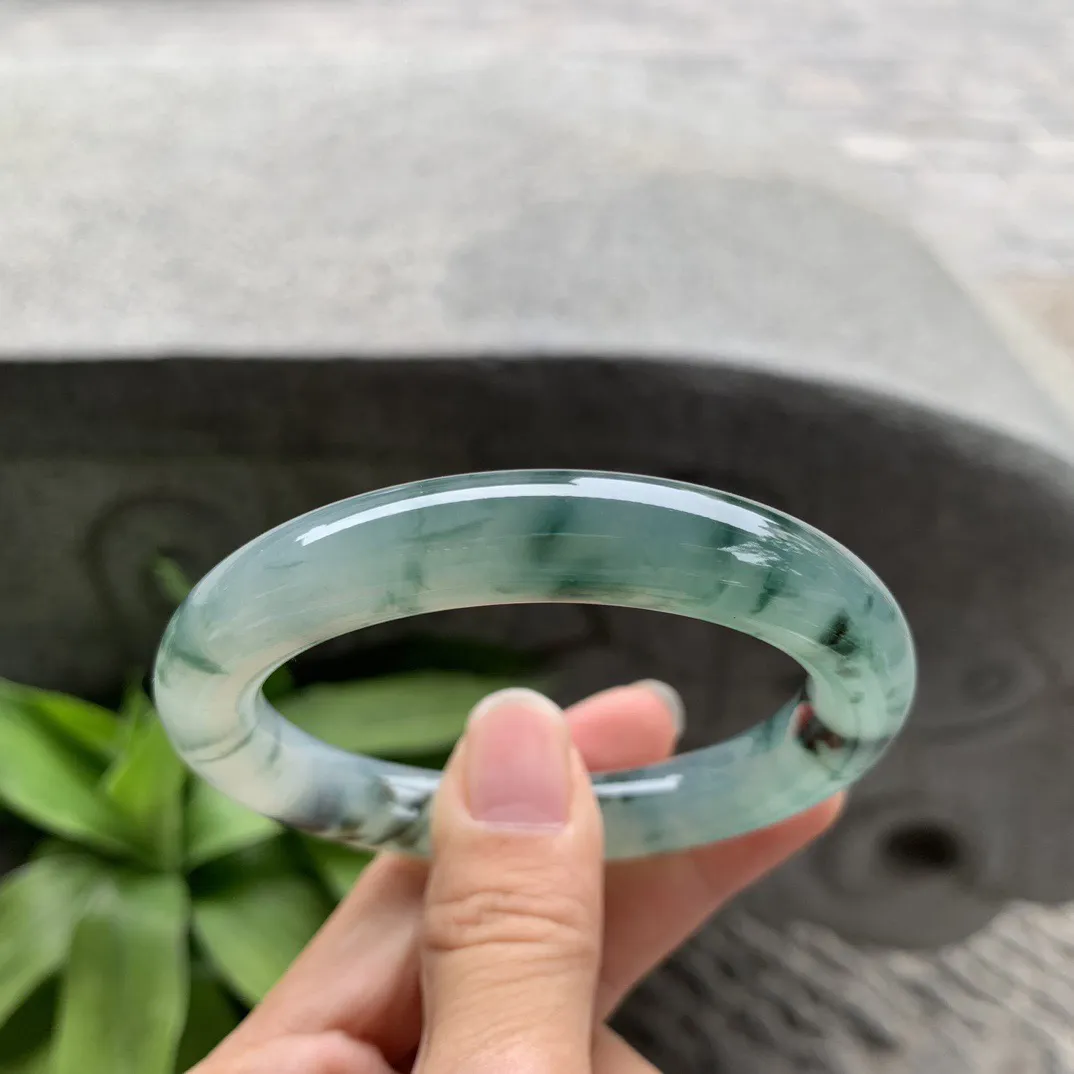 圈口54.5-10.7mm 【冰飘花圆条手镯】圆条54 55可戴