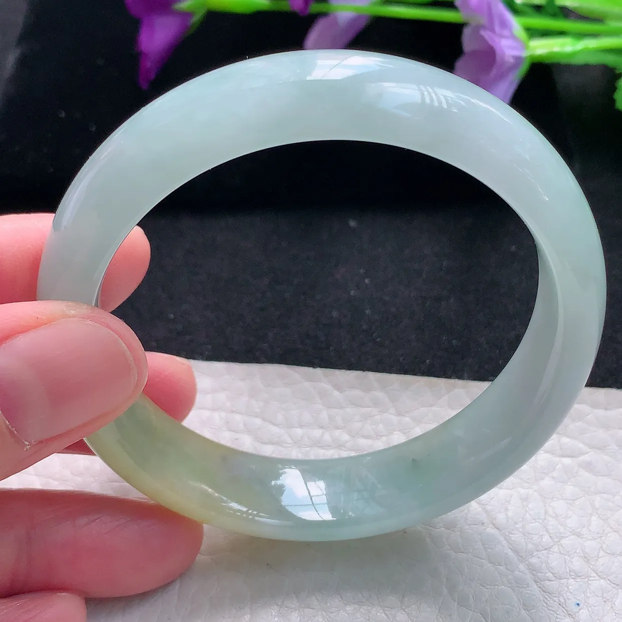 mq自然光55.5*14*7.3平安镯 天然缅甸翡翠a货手镯黄翡正圈宽边镯子