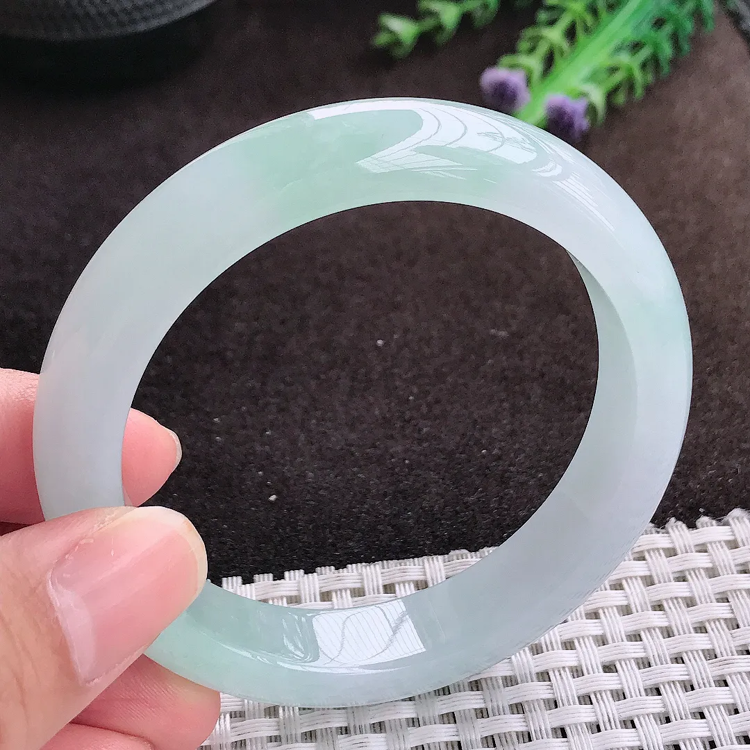 自然光56/12.6/8.6老坑冰胶果冻冰晴手镯宽边翡翠玉镯美人镯