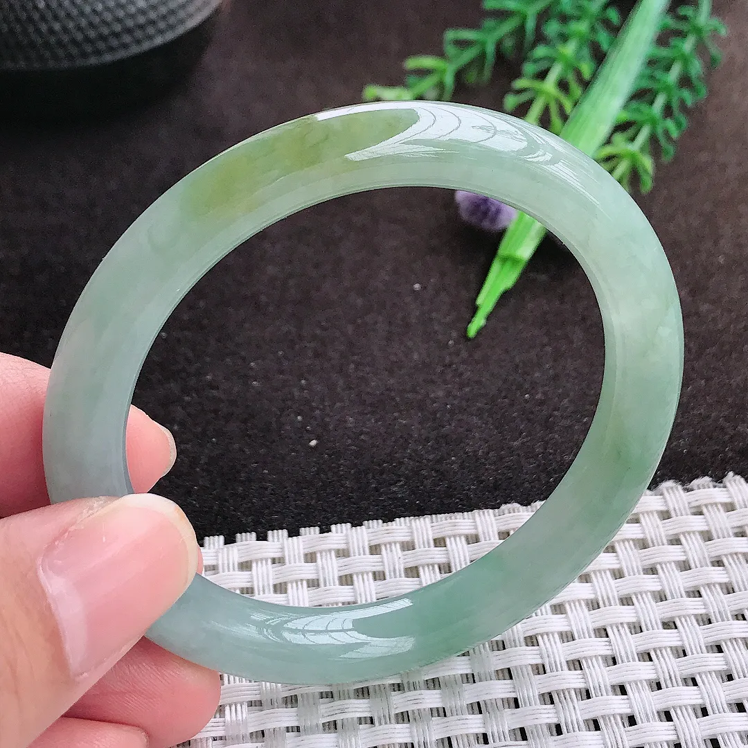 自然光52.8/8.7/8.1老坑冰胶水灵冰晴圆条手镯翡翠玉镯美人镯