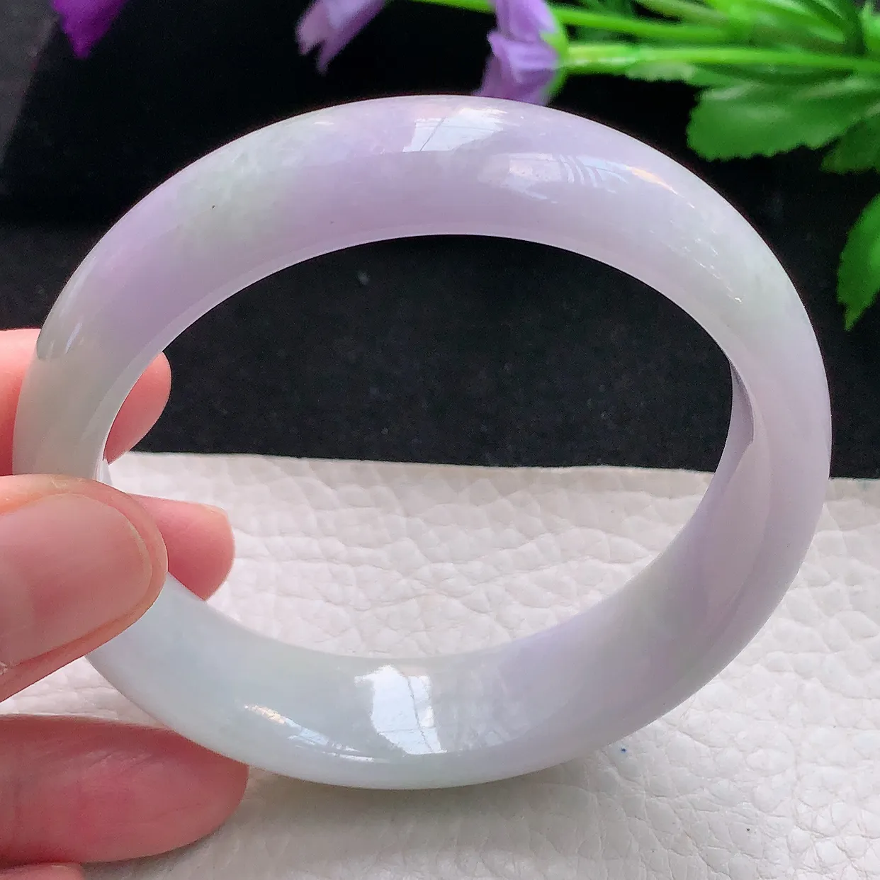 ss自然光60*16.6*7.8平安镯轮胎镯大圈口天然缅甸翡翠手镯双彩黄加紫正圈宽边镯子