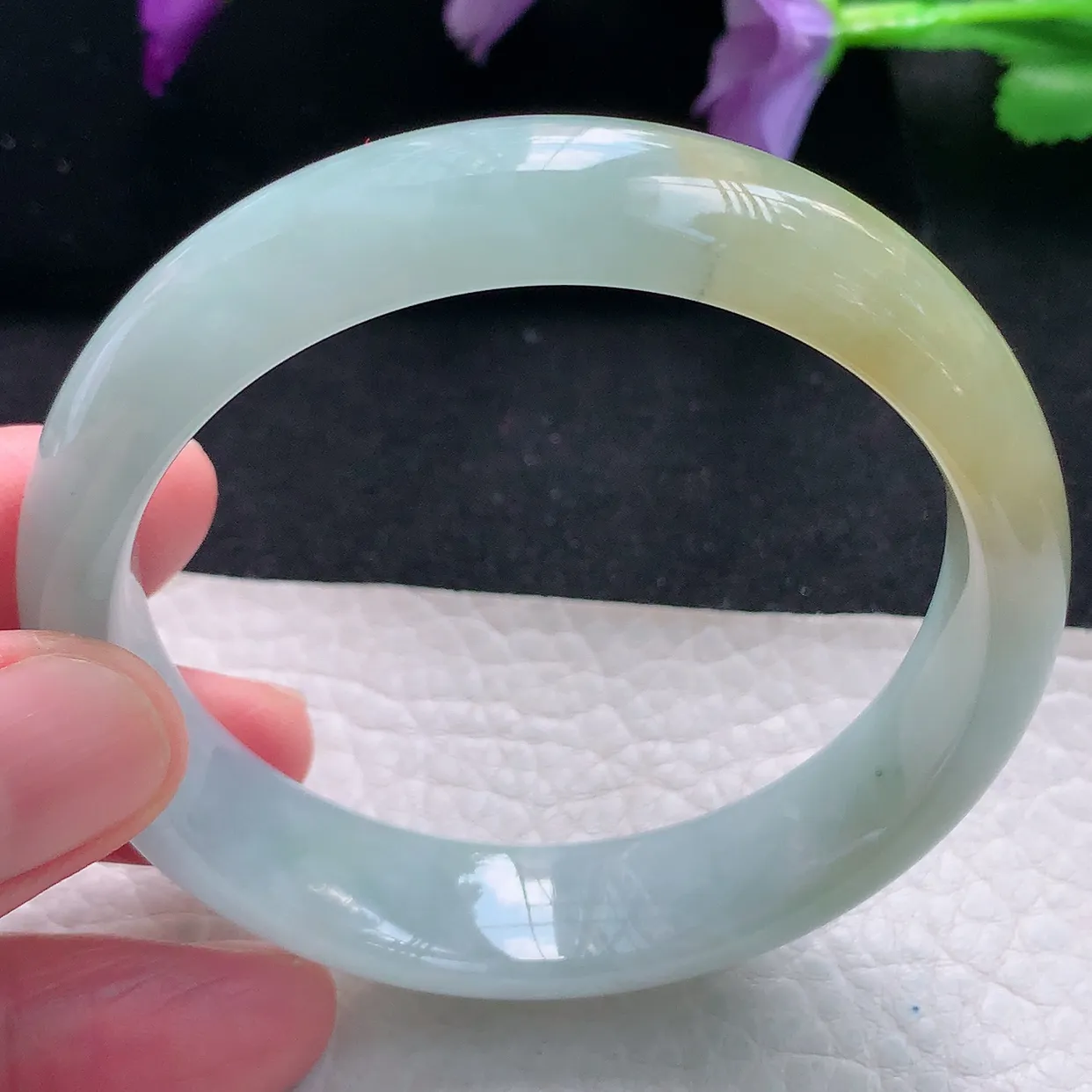 mq自然光55.5*14*7.3平安镯 天然缅甸翡翠a货手镯黄翡正圈宽边镯子