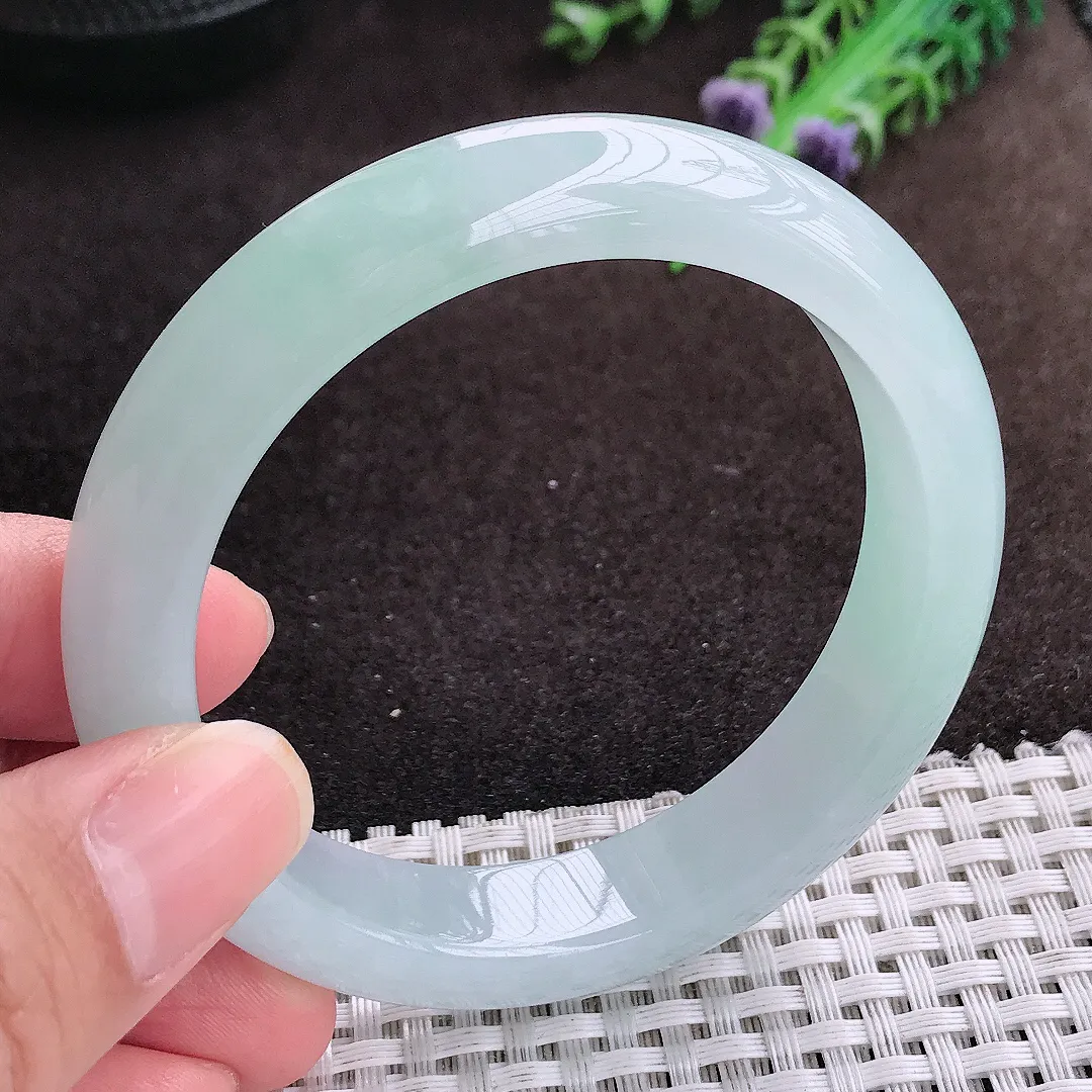 自然光56/12.6/8.6老坑冰胶果冻冰晴手镯宽边翡翠玉镯美人镯