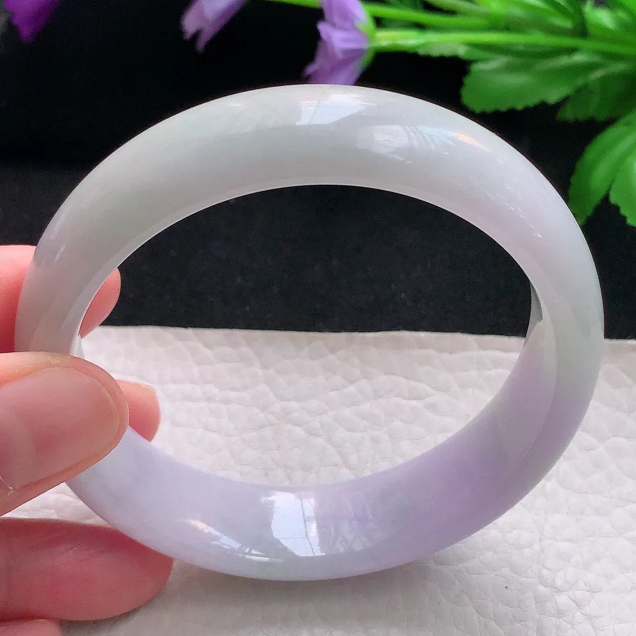 ss自然光60*16.6*7.8平安镯轮胎镯大圈口天然缅甸翡翠手镯双彩黄加紫正圈宽边镯子