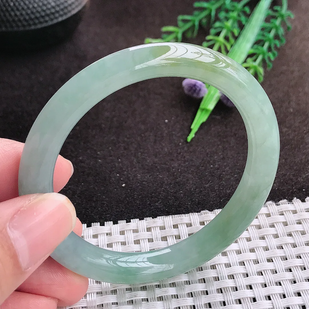 自然光52.8/8.7/8.1老坑冰胶水灵冰晴圆条手镯翡翠玉镯美人镯