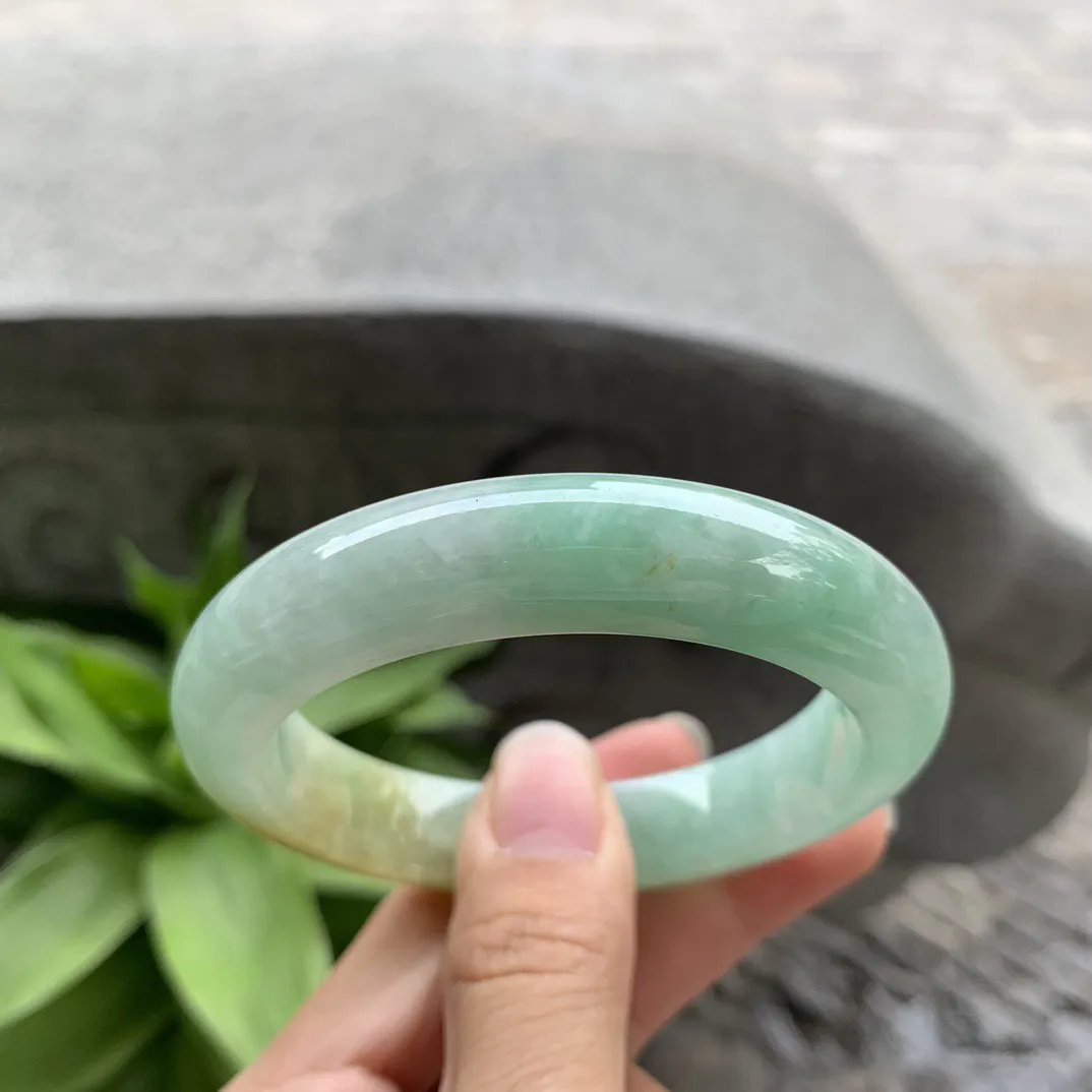 圈口 55.2-12.2-9.2【黄加绿正圈手镯】正圈55 56可戴