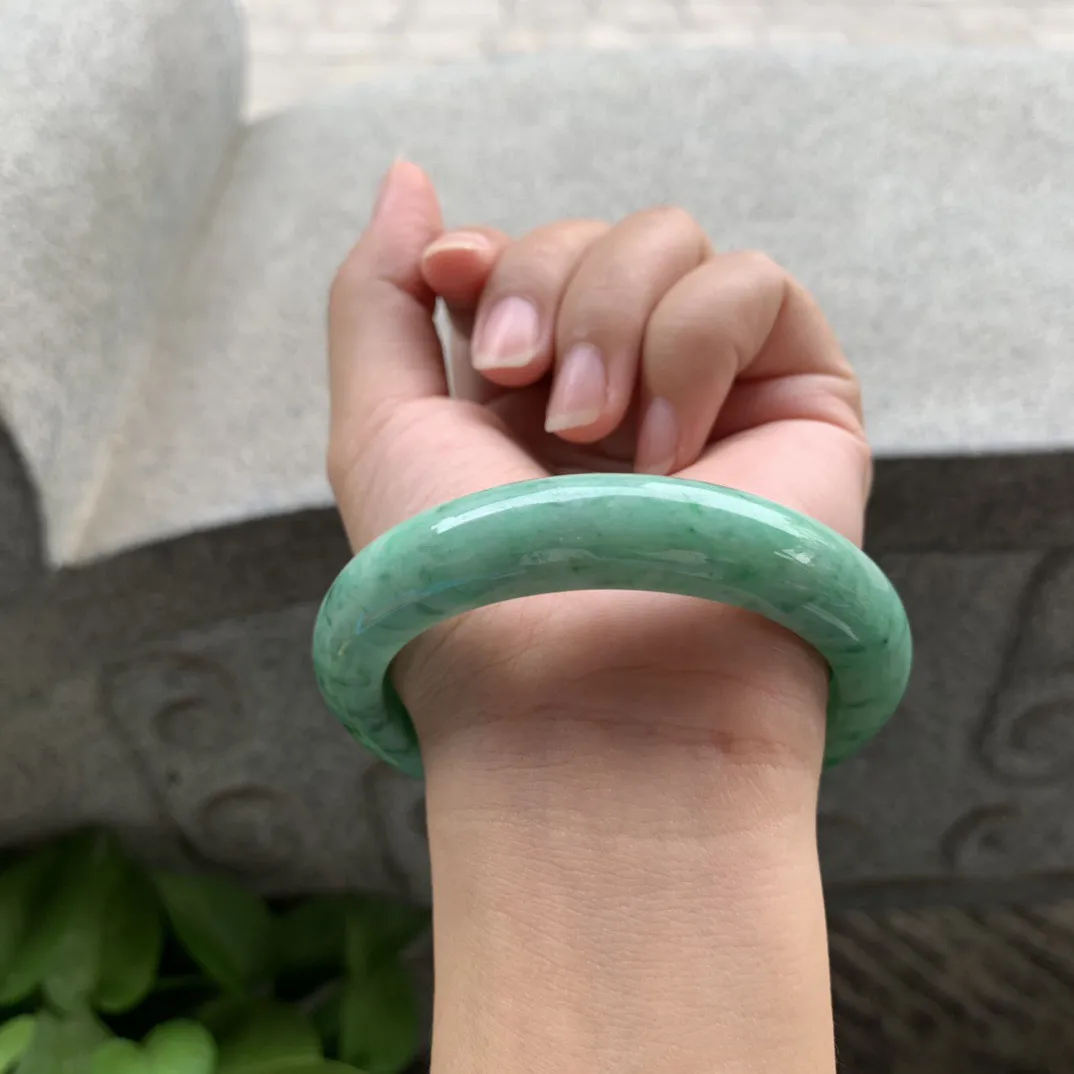圈口 57.5-12.7-9.4   【满绿正圈手镯】正圈57 58可戴