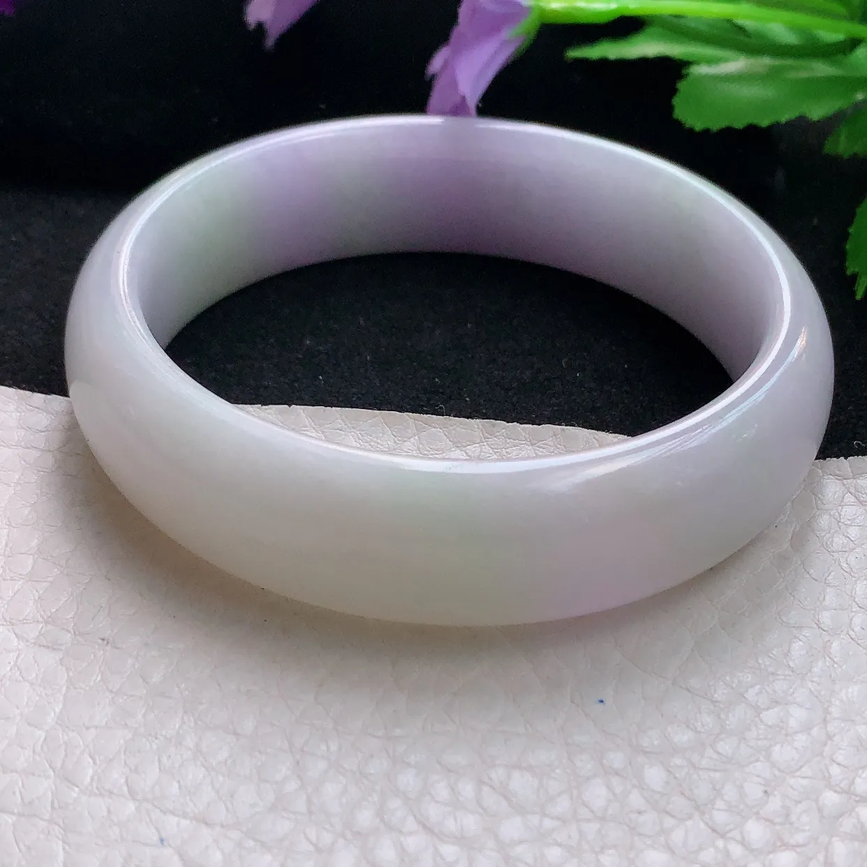 ss自然光60*16.6*7.8平安镯轮胎镯大圈口天然缅甸翡翠手镯双彩黄加紫正圈宽边镯子