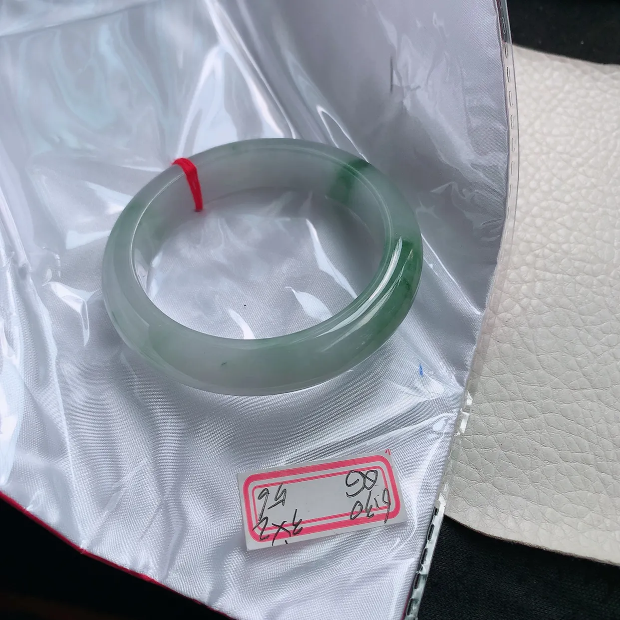 xh自然光55.5*12.6*9平安镯 天然缅甸翡翠a货手镯飘花正圈宽边镯子