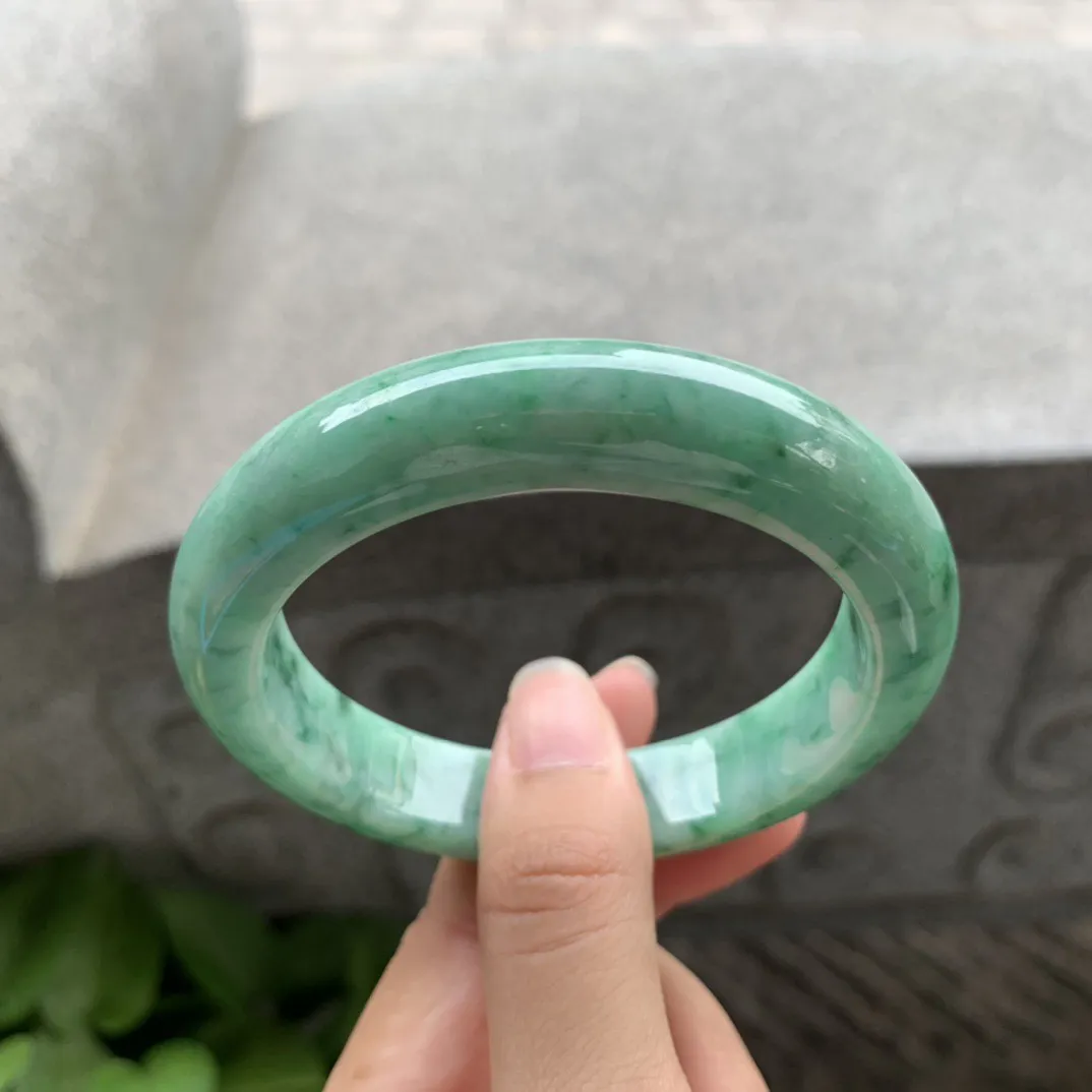 圈口 57.5-12.7-9.4   【满绿正圈手镯】正圈57 58可戴