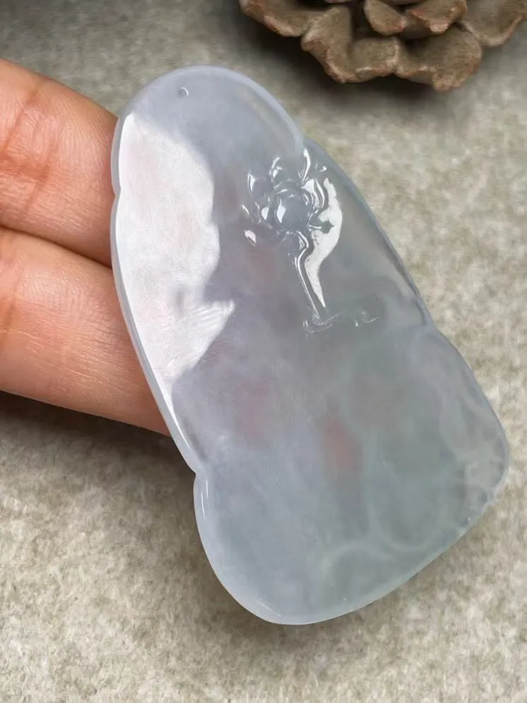 冰种【普贤菩萨】吊坠，种水好，玉质细腻 ，卖相好‘