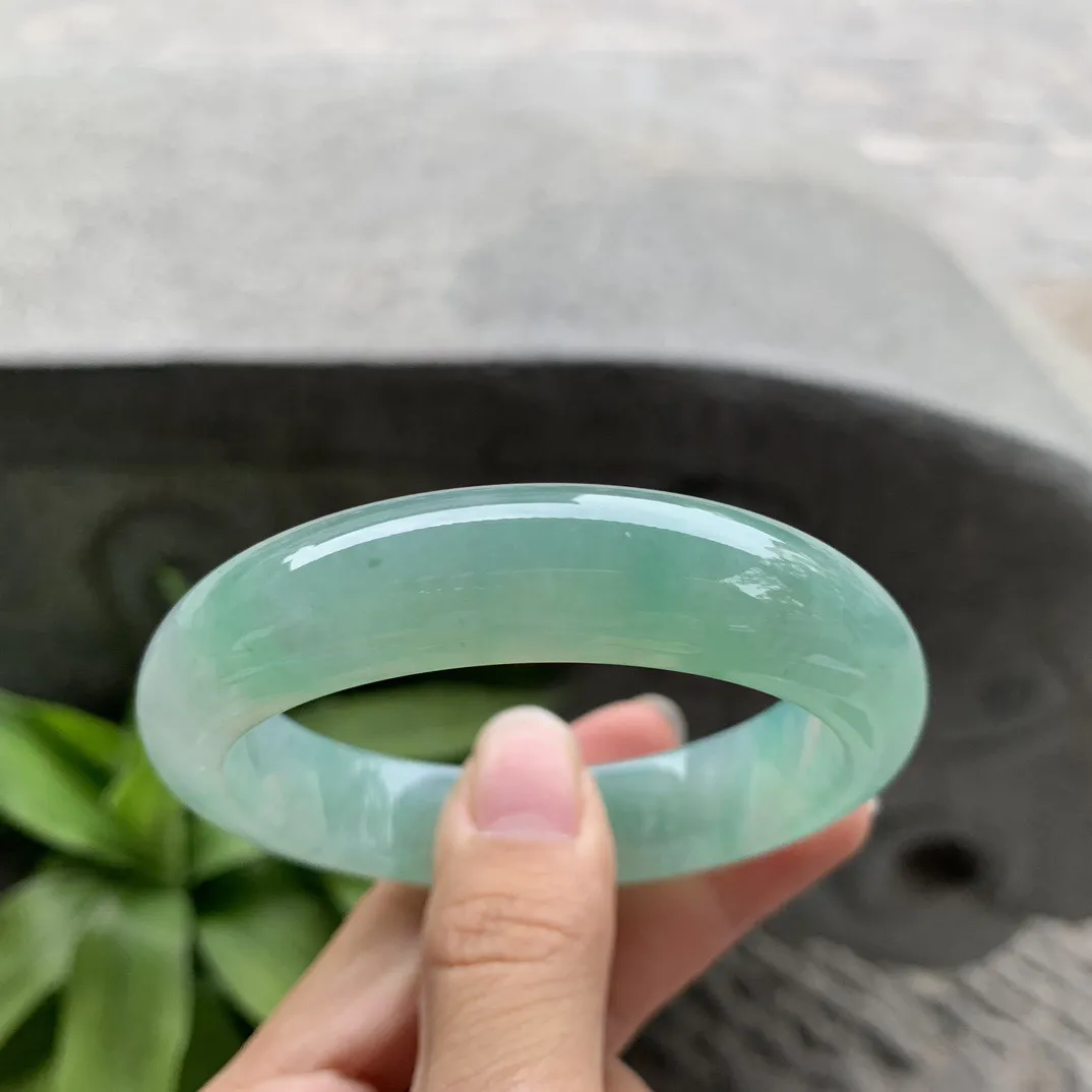 圈口55.2-13.7-8.9mm 【冰绿正圈手镯】正圈55 56可戴