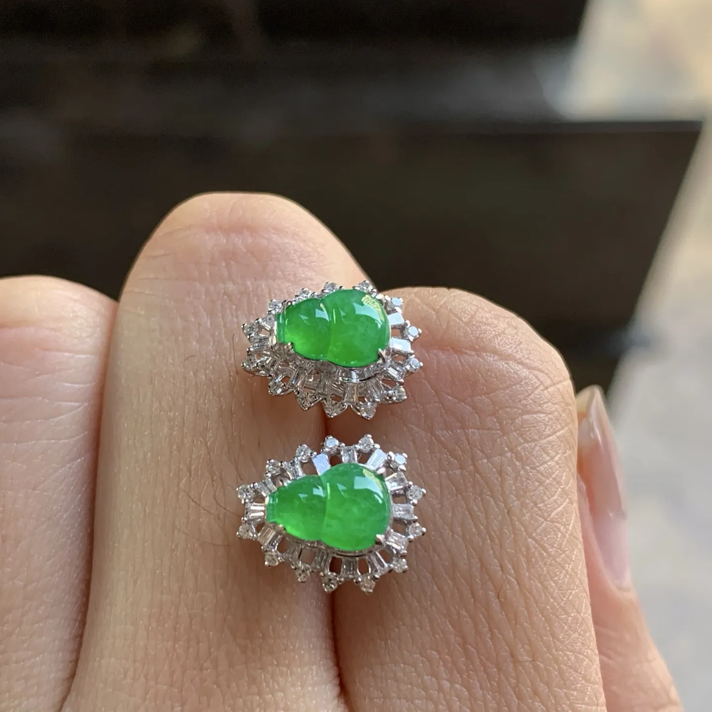 金钻镶嵌冰绿葫芦^_^冰透