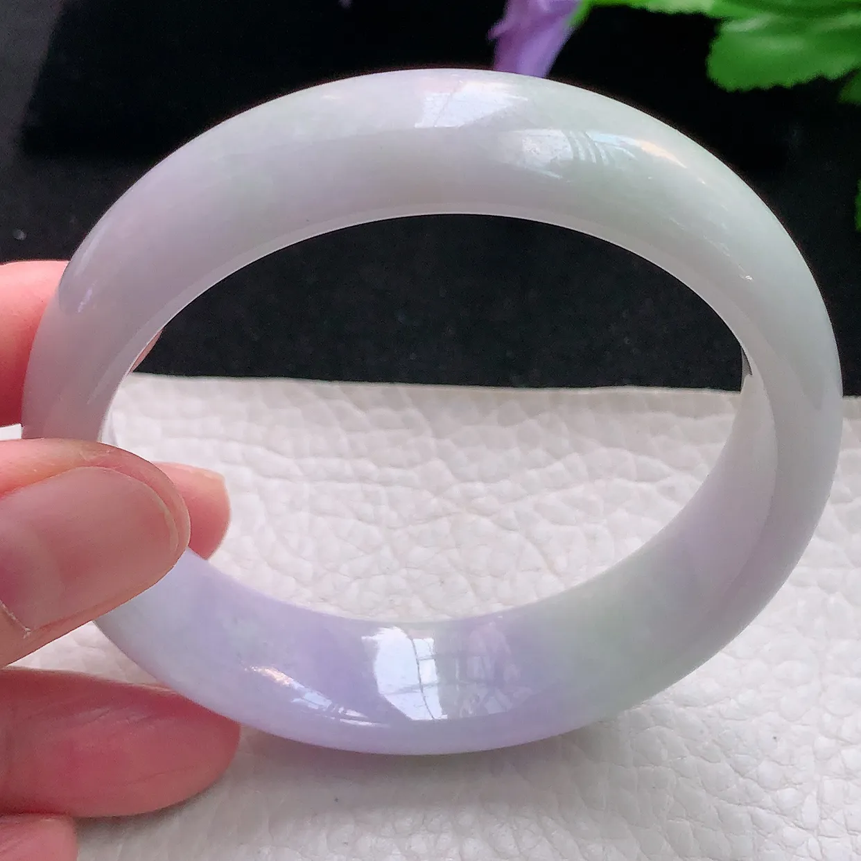 ss自然光60*16.6*7.8平安镯轮胎镯大圈口天然缅甸翡翠手镯双彩黄加紫正圈宽边镯子