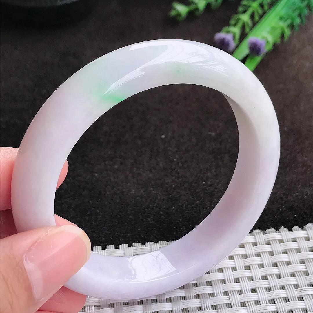 自然光57/12.8/8.8老坑秀气温润紫罗兰手镯宽边翡翠玉镯美人镯