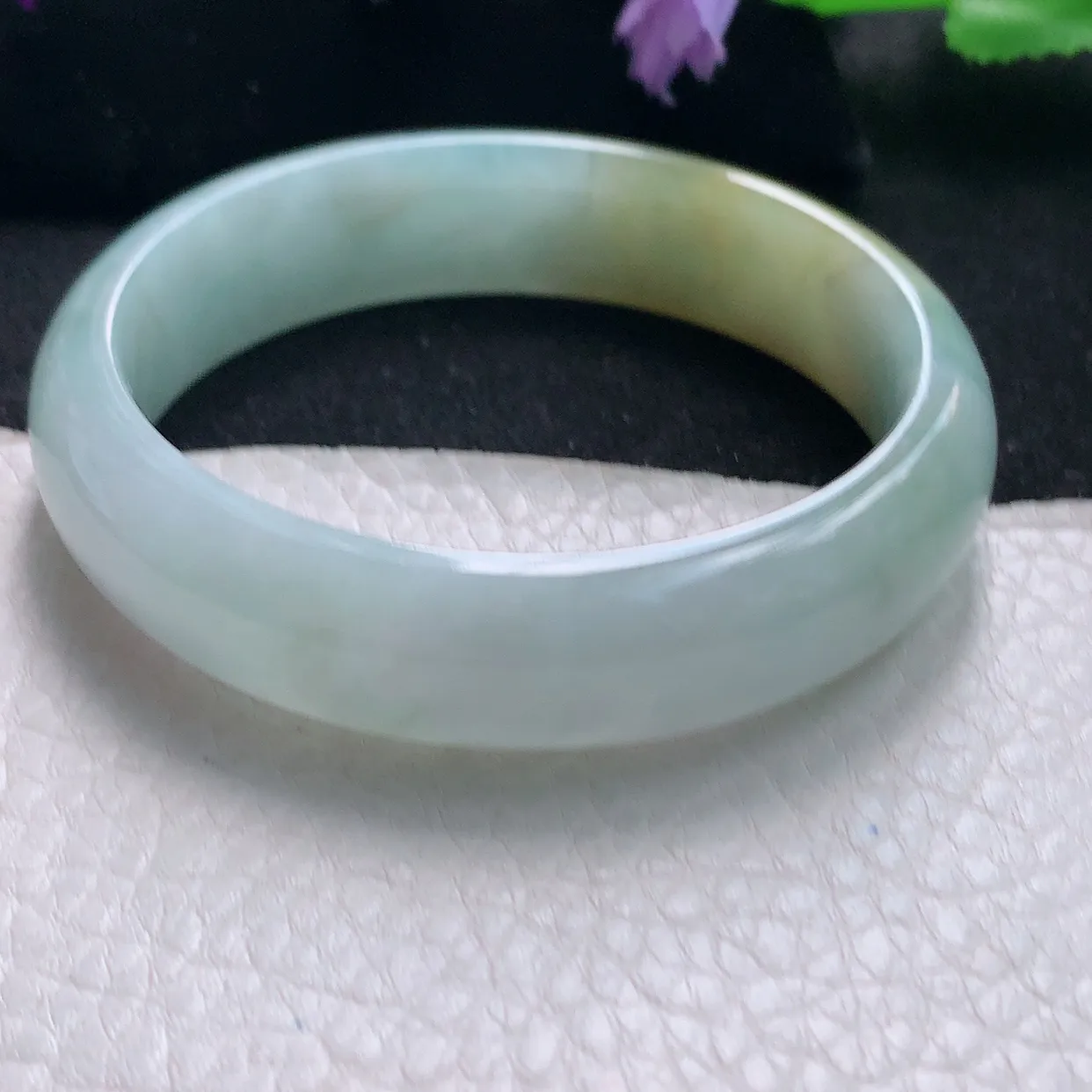 mq自然光55.5*14*7.3平安镯 天然缅甸翡翠a货手镯黄翡正圈宽边镯子