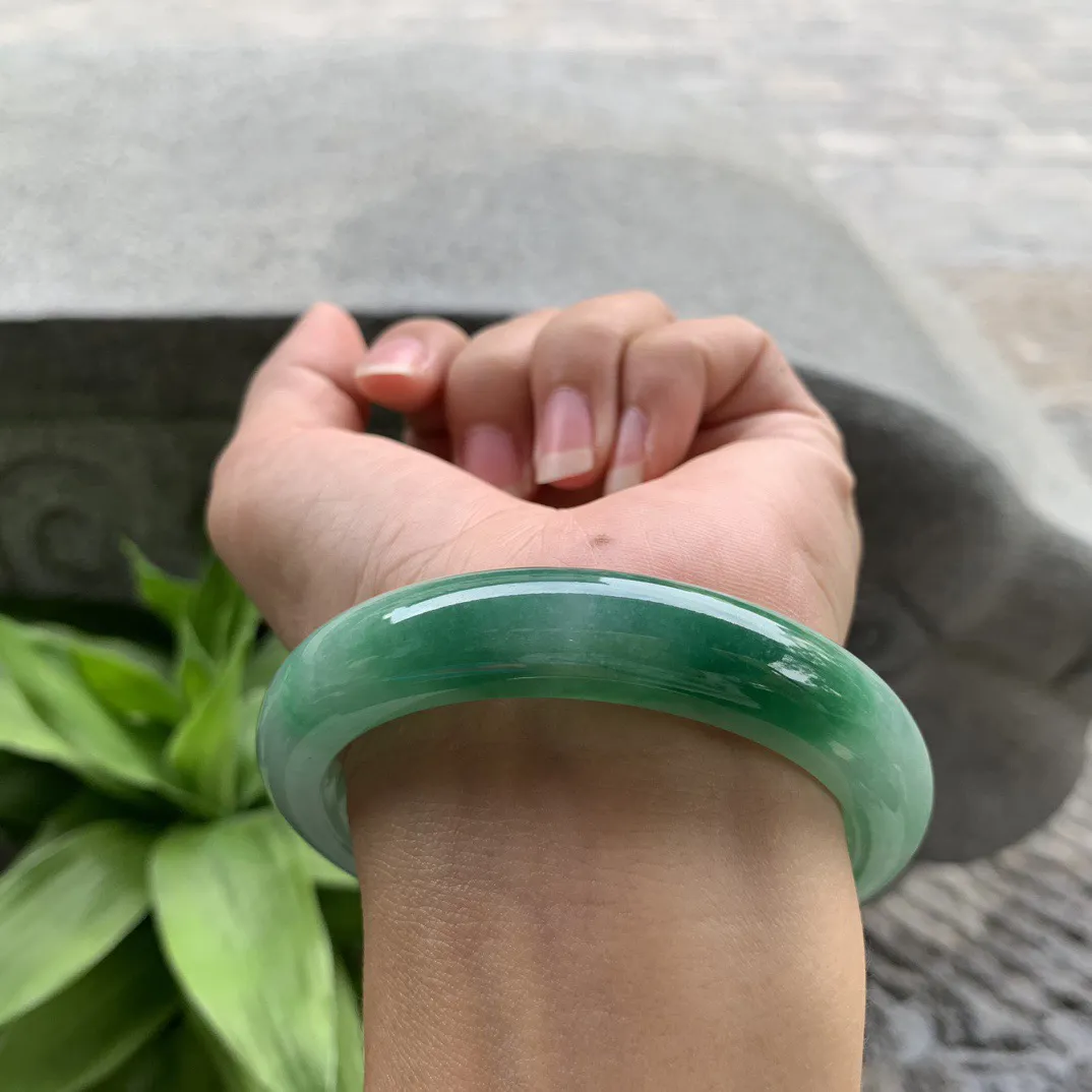 圈口 57.8-12-9  【辣绿正圈手镯】正圈57 58可戴