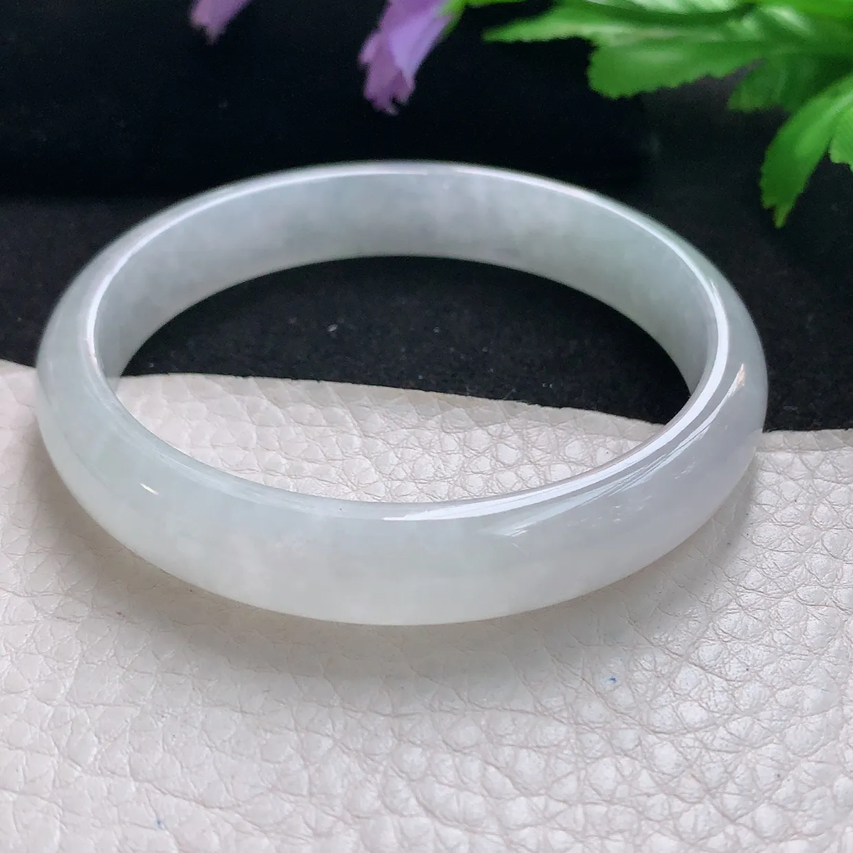 yh自然光60*11.2*6.5平安镯天然缅甸翡翠a货手镯白月光清透正圈宽边大圈口镯子