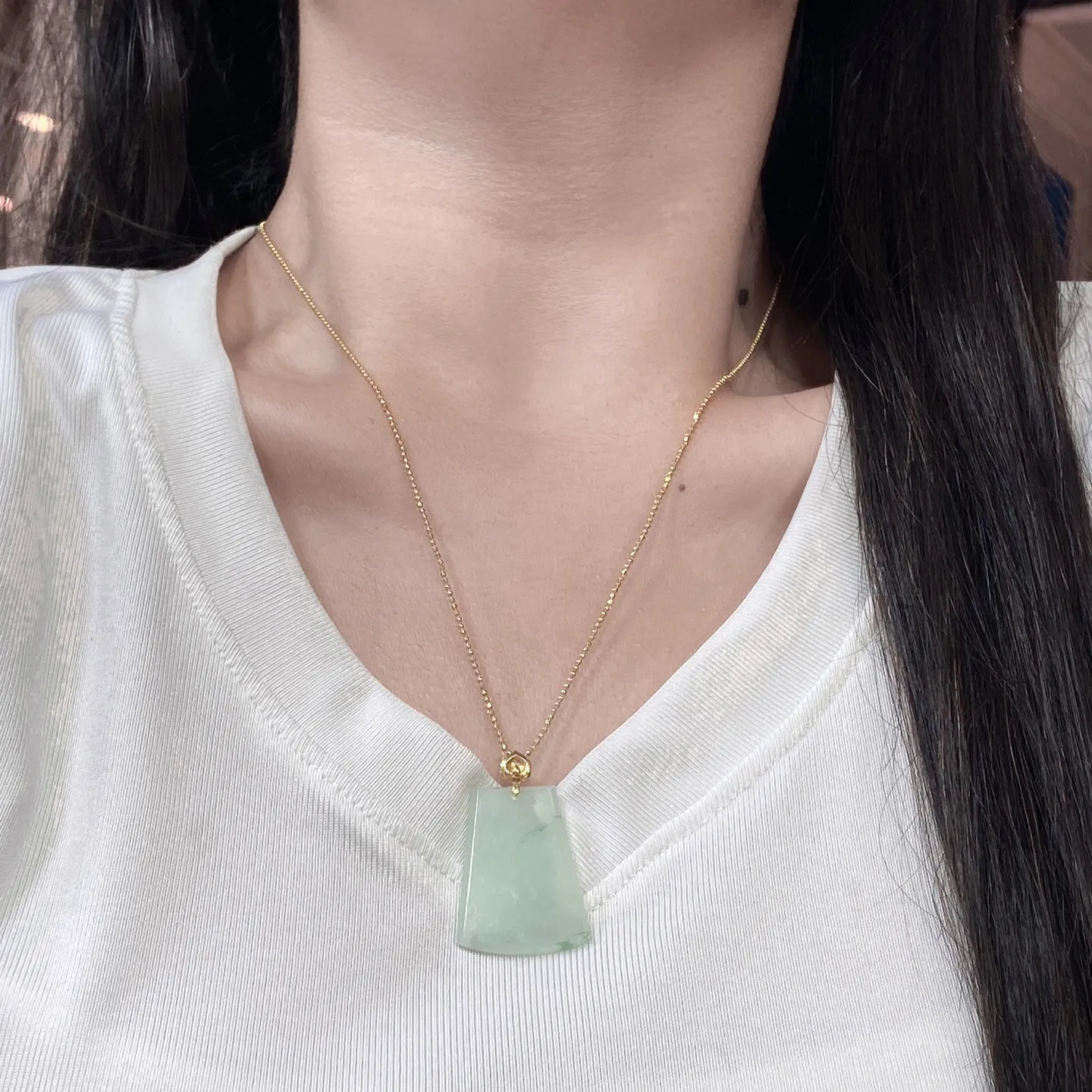 冰糯种飘花无事牌吊坠 尺寸41.5-21.2-2.8毫米