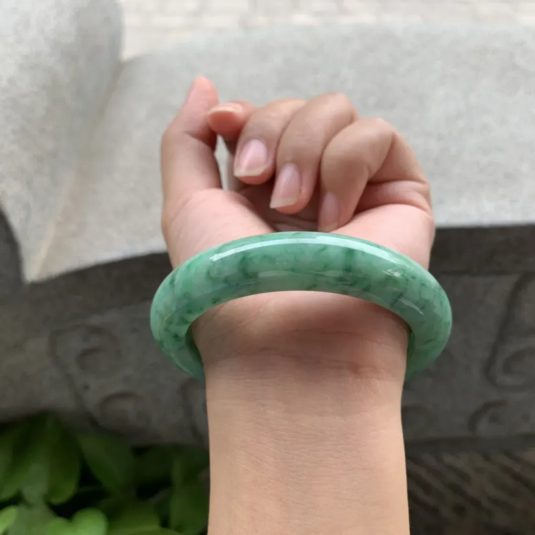 圈口 57.5-12.7-9.4   【满绿正圈手镯】正圈57 58可戴