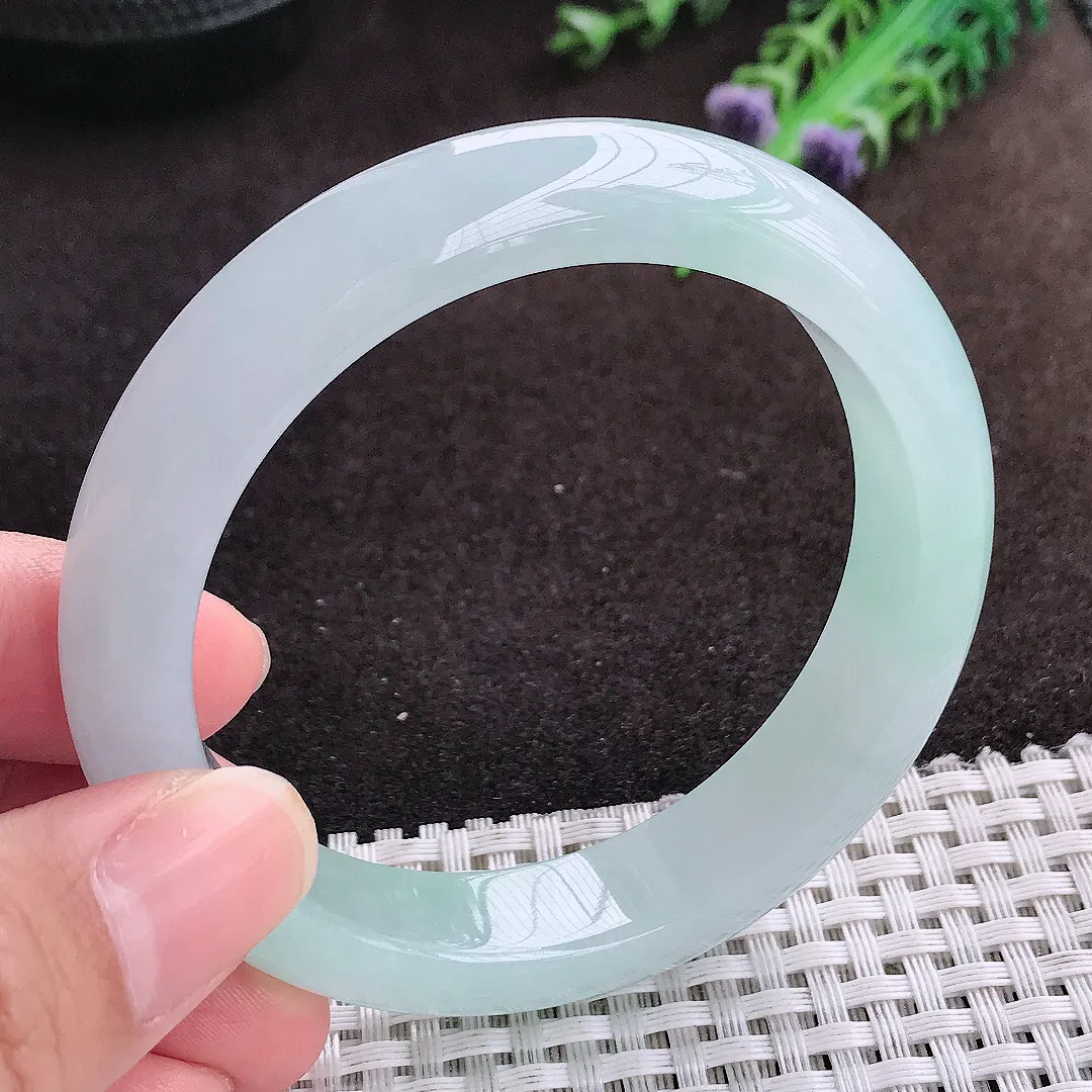 自然光56/12.6/8.6老坑冰胶果冻冰晴手镯宽边翡翠玉镯美人镯