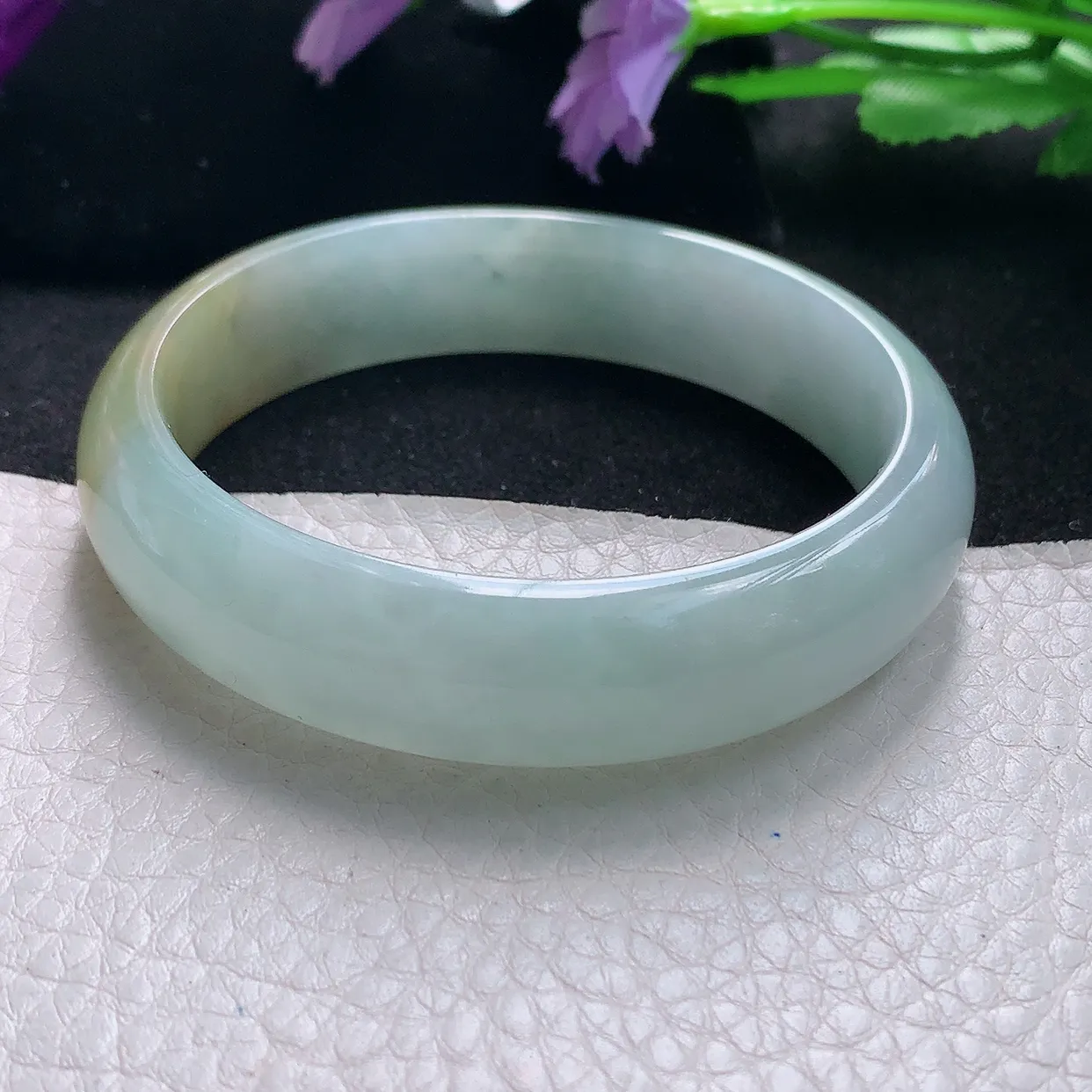 mq自然光55.5*14*7.3平安镯 天然缅甸翡翠a货手镯黄翡正圈宽边镯子