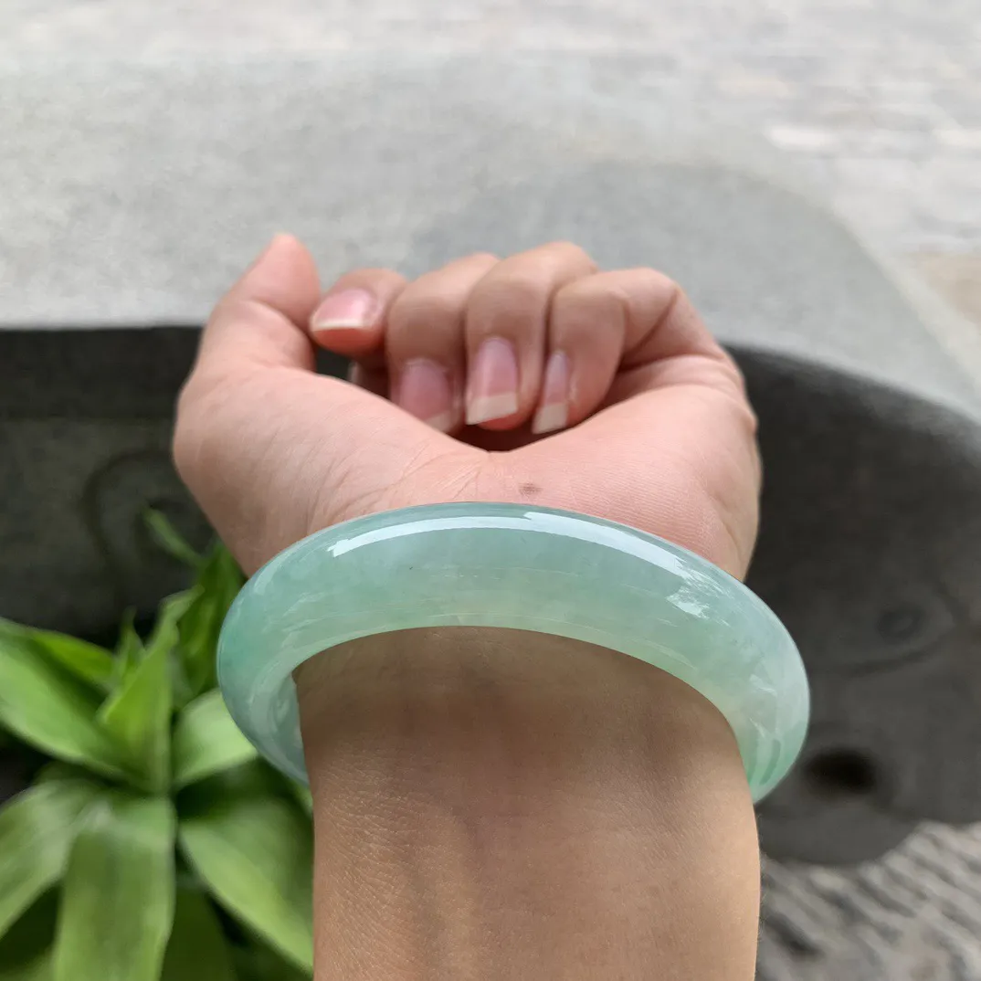 圈口55.2-13.7-8.9mm 【冰绿正圈手镯】正圈55 56可戴
