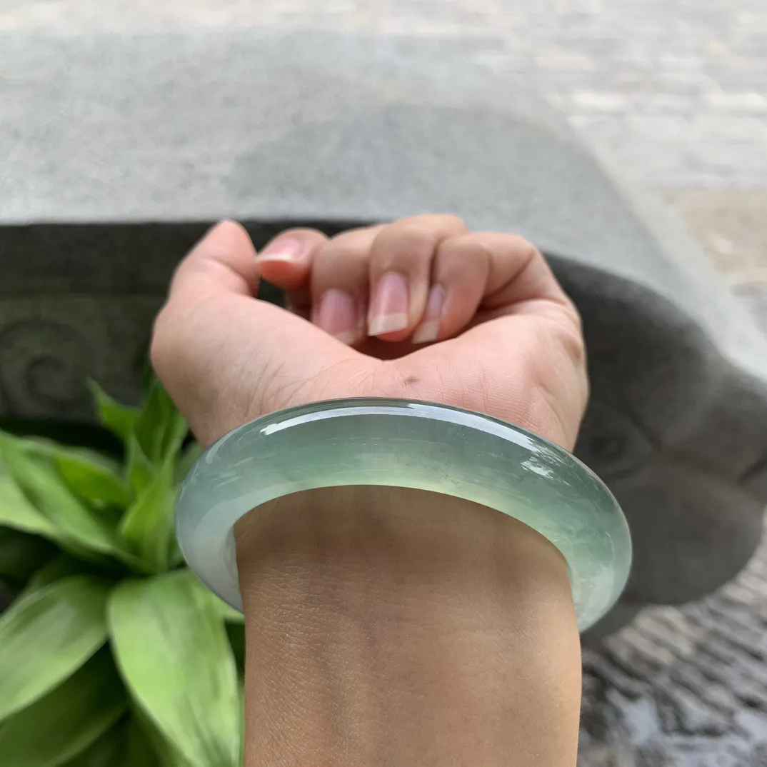 圈口 57-12-9.6  【冰种芙蓉绿正圈手镯】正圈57 58可戴