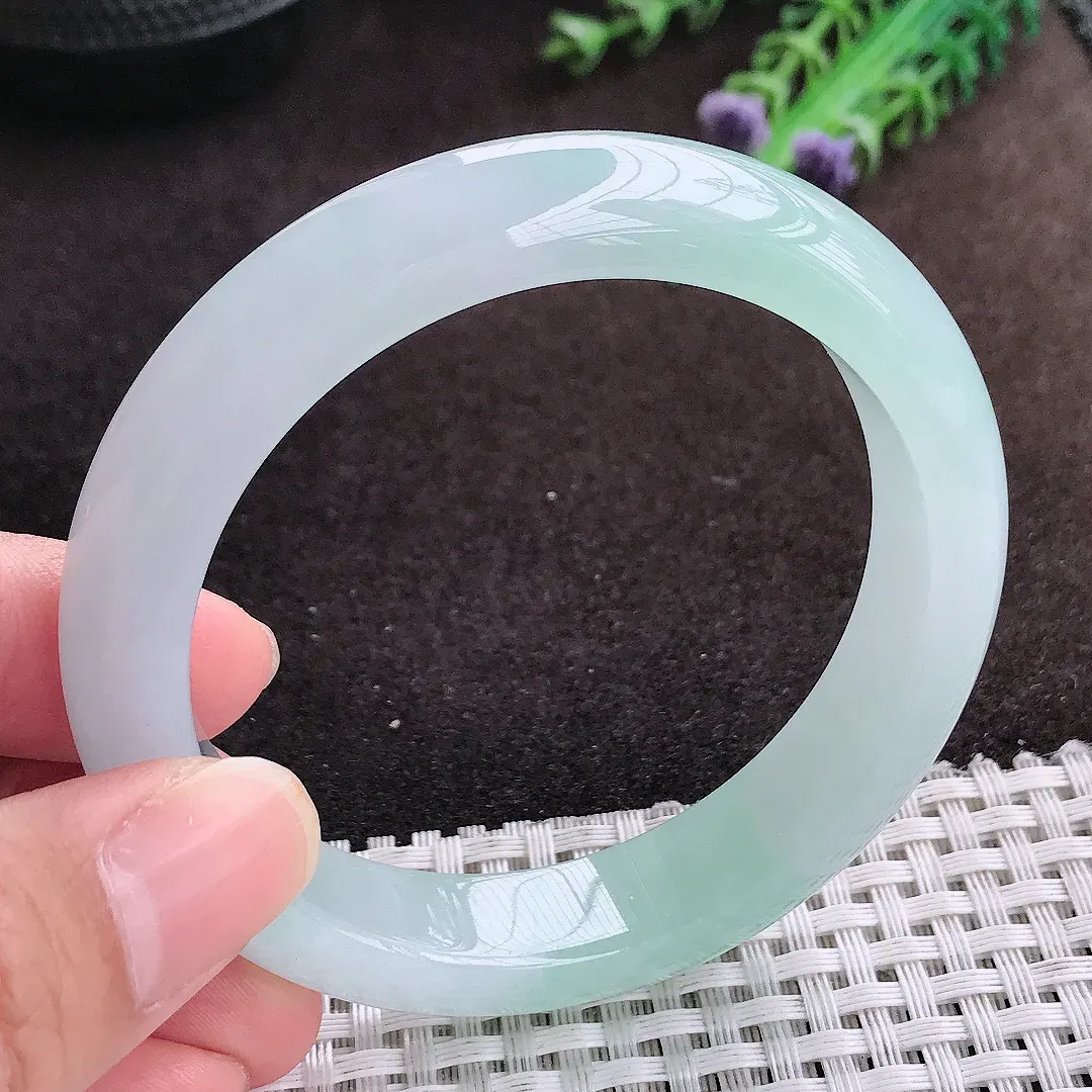 自然光56/12.6/8.6老坑冰胶果冻冰晴手镯宽边翡翠玉镯美人镯