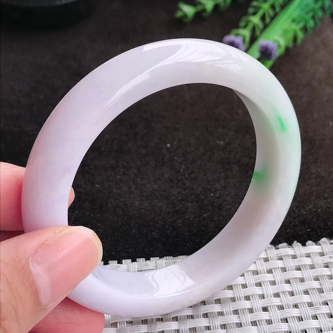 自然光57/12.8/8.8老坑秀气温润紫罗兰手镯宽边翡翠玉镯美人镯