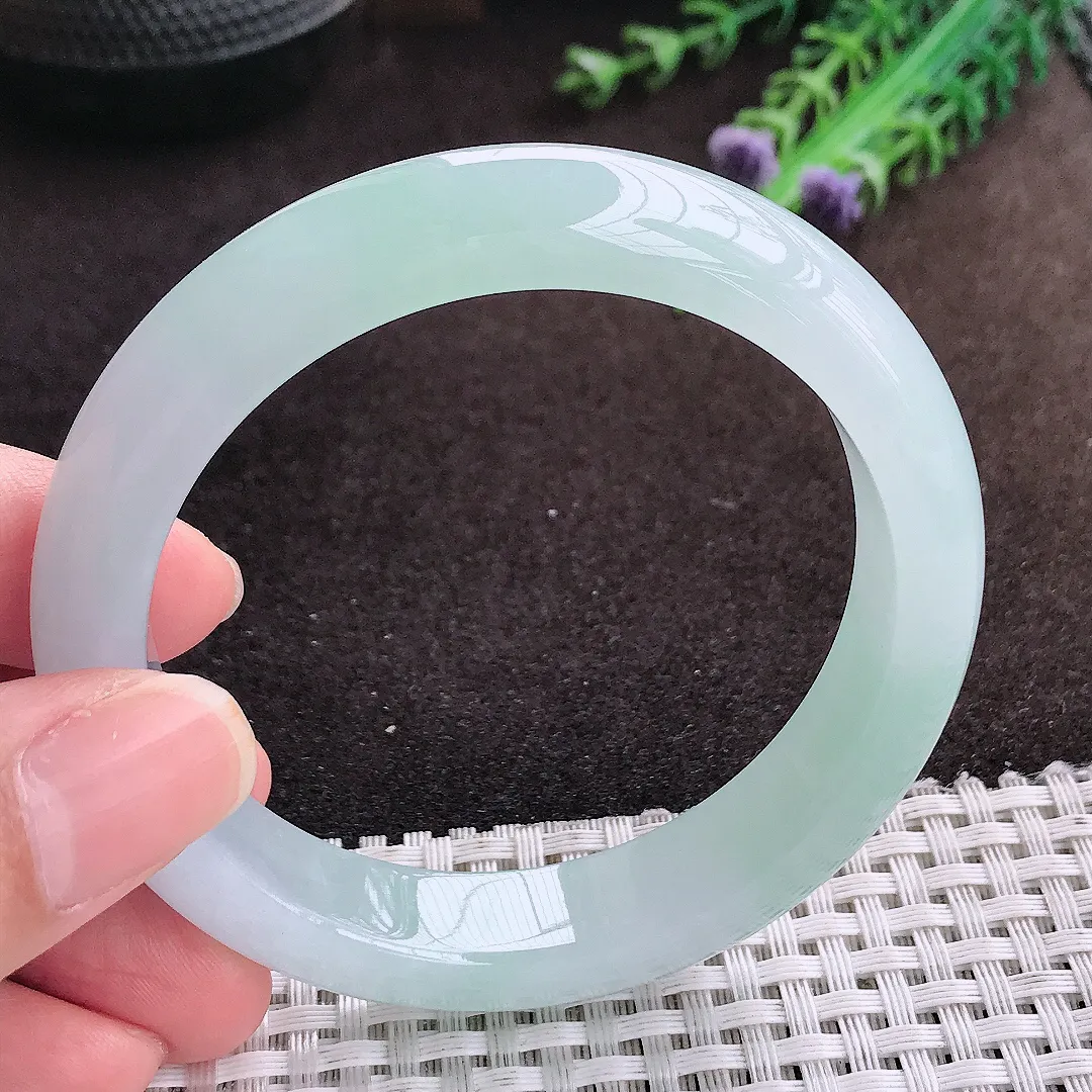 自然光56/12.6/8.6老坑冰胶果冻冰晴手镯宽边翡翠玉镯美人镯