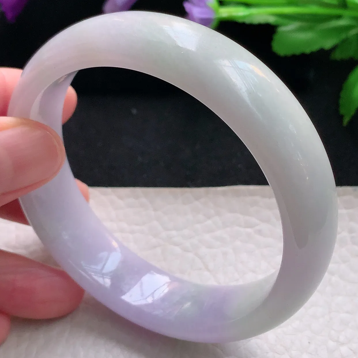 ss自然光60*16.6*7.8平安镯轮胎镯大圈口天然缅甸翡翠手镯双彩黄加紫正圈宽边镯子