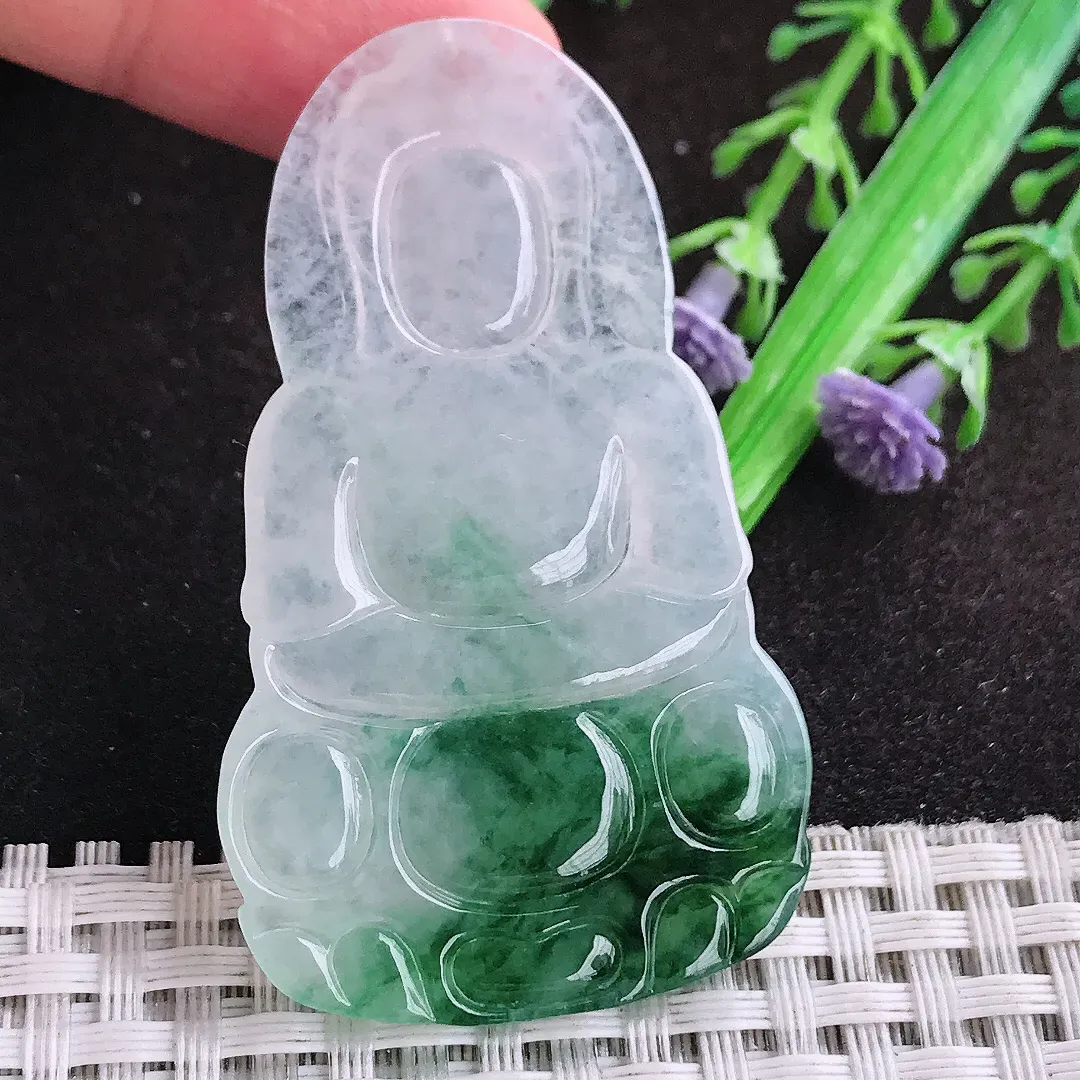 自然光55.7/33.3/4.6老坑冰胶果冻飘花观音菩萨吊坠翡翠玉坠挂件百搭