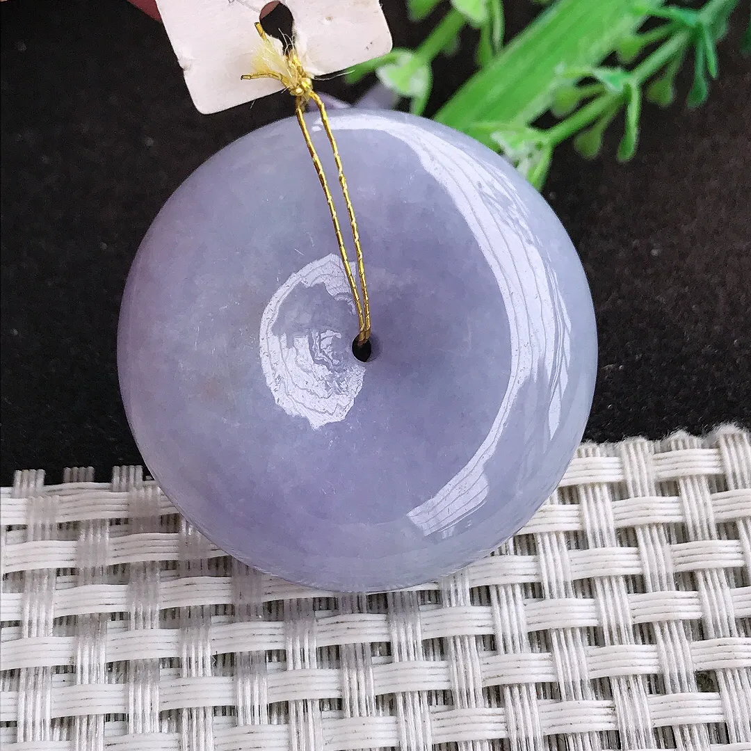 自然光38/11.3老坑温润浓郁紫罗兰饱满平安扣吊坠翡翠玉扣挂件