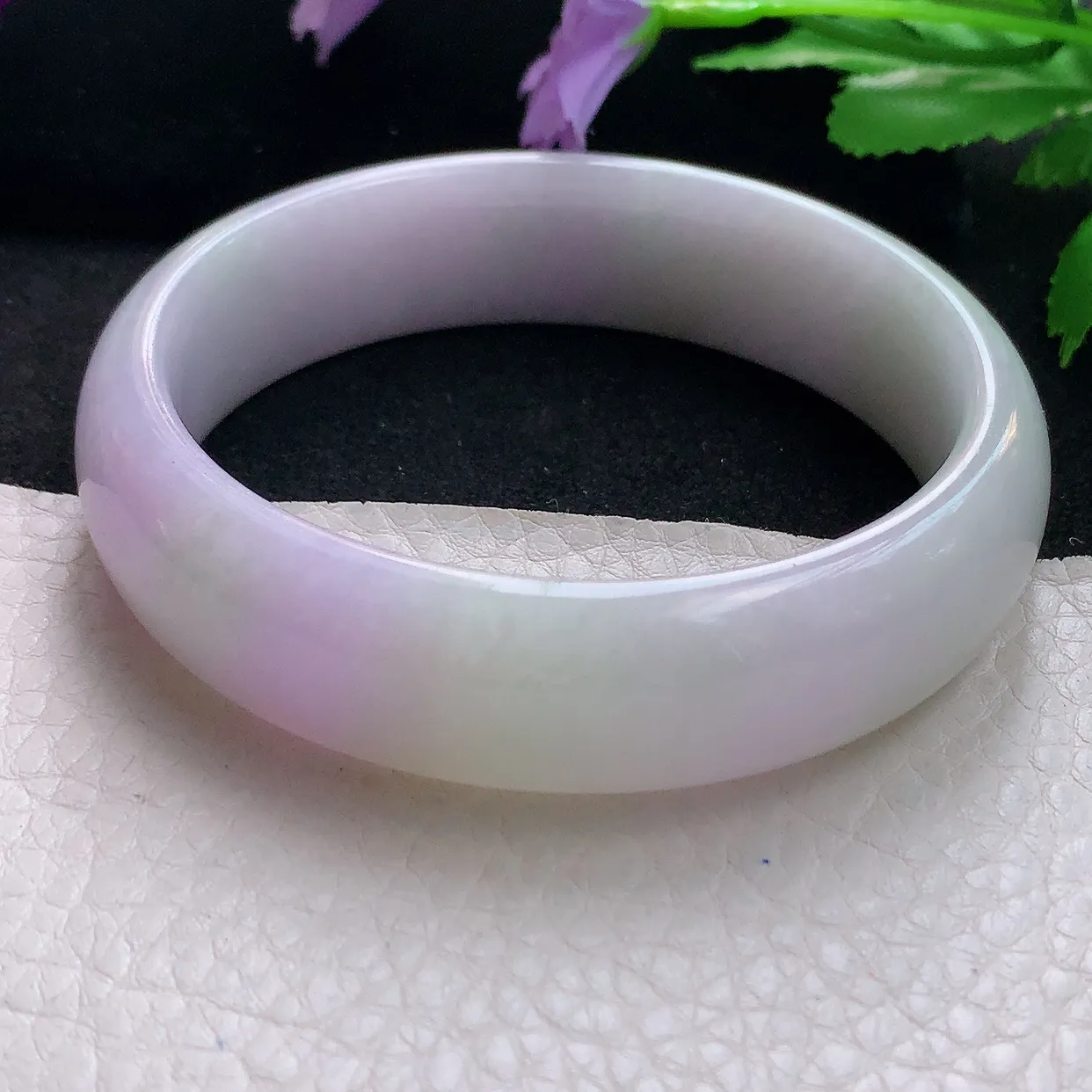 ss自然光60*16.6*7.8平安镯轮胎镯大圈口天然缅甸翡翠手镯双彩黄加紫正圈宽边镯子