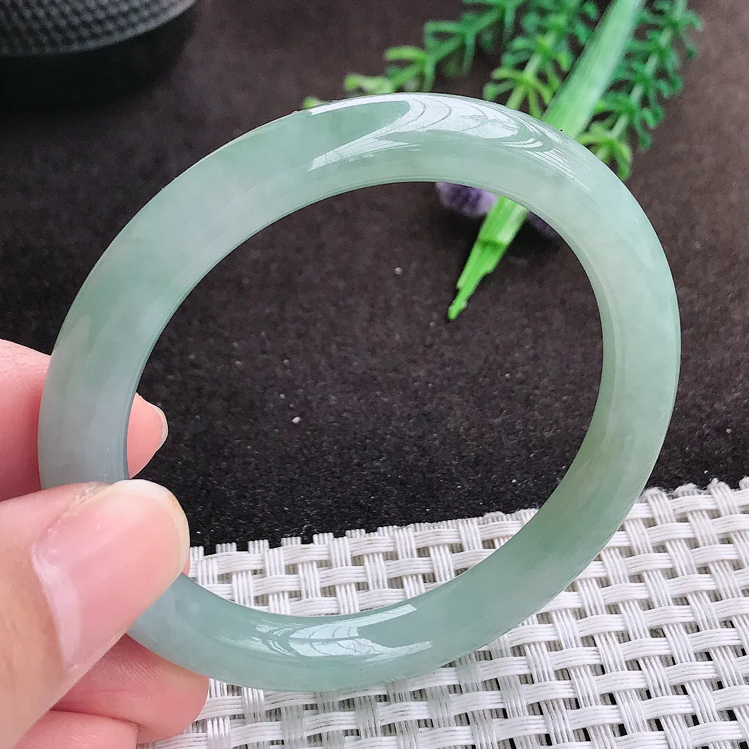 自然光52.8/8.7/8.1老坑冰胶水灵冰晴圆条手镯翡翠玉镯美人镯