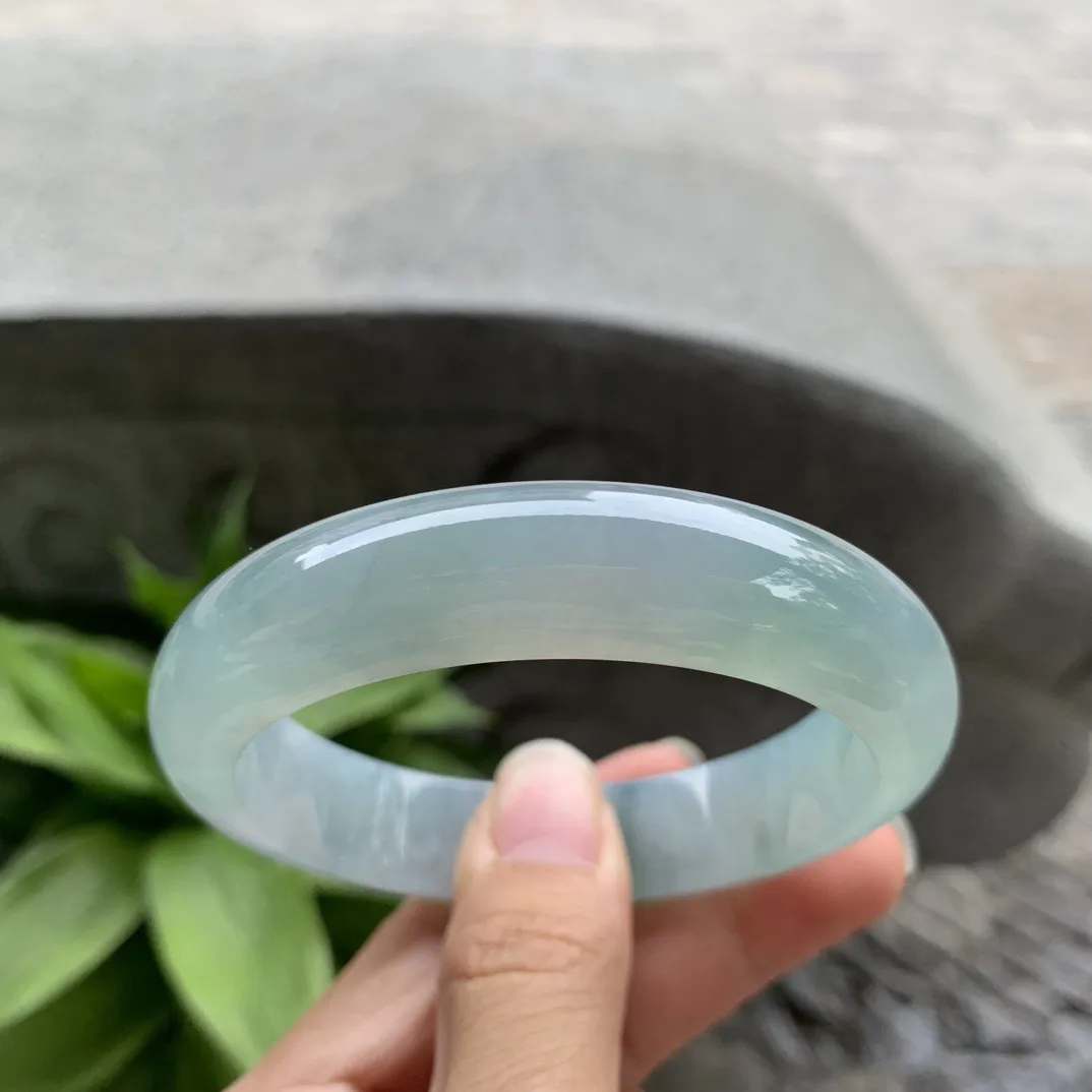 大圈口 58-14-8.7【冰蓝飘花正圈手镯】正圈58 59可戴