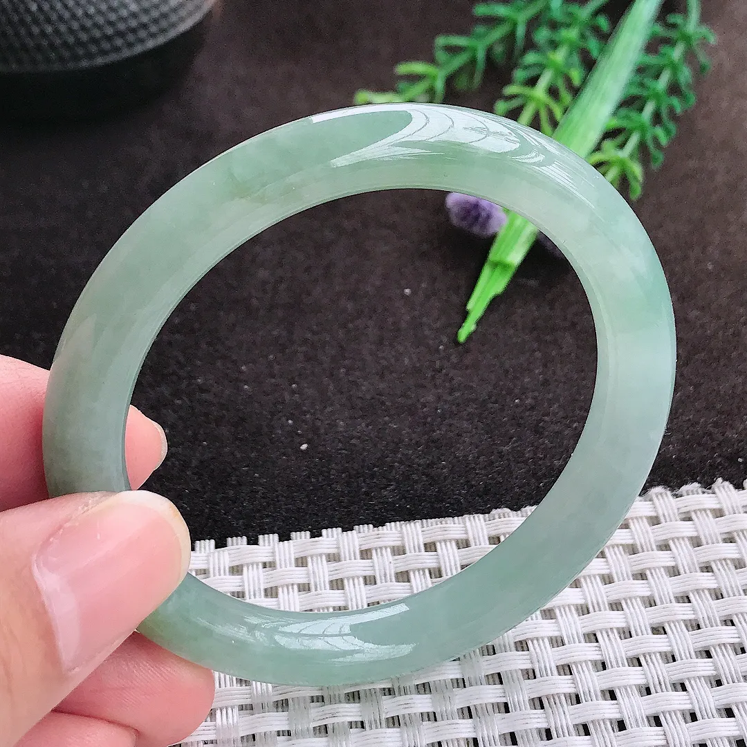 自然光52.8/8.7/8.1老坑冰胶水灵冰晴圆条手镯翡翠玉镯美人镯