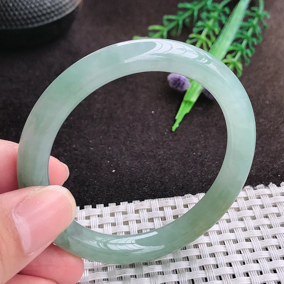 自然光52.8/8.7/8.1老坑冰胶水灵冰晴圆条手镯翡翠玉镯美人镯