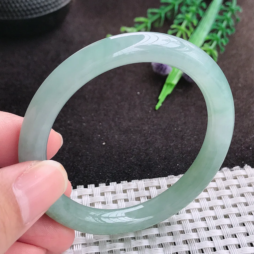 自然光52.8/8.7/8.1老坑冰胶水灵冰晴圆条手镯翡翠玉镯美人镯