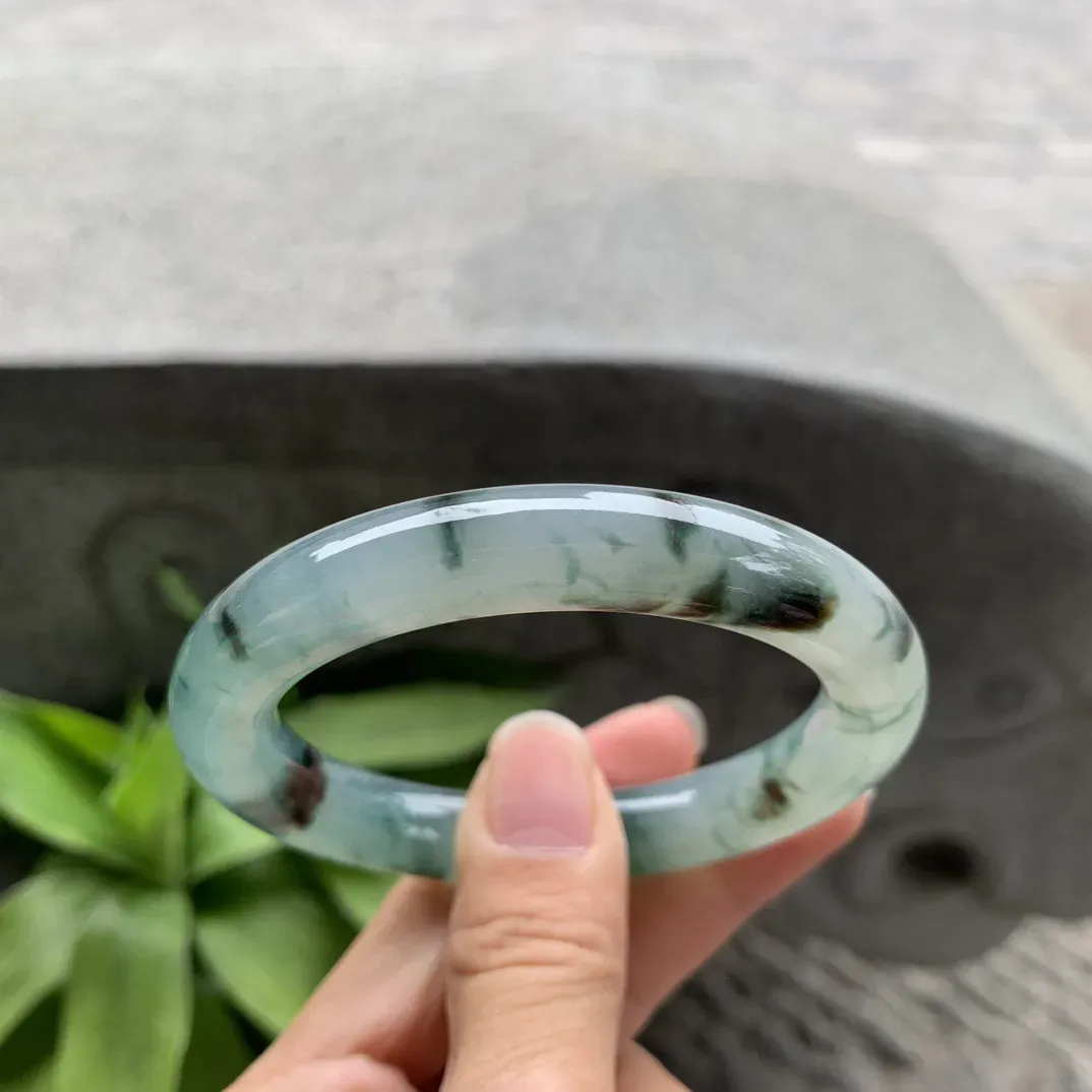 圈口54.5-10.7mm 【冰飘花圆条手镯】圆条54 55可戴