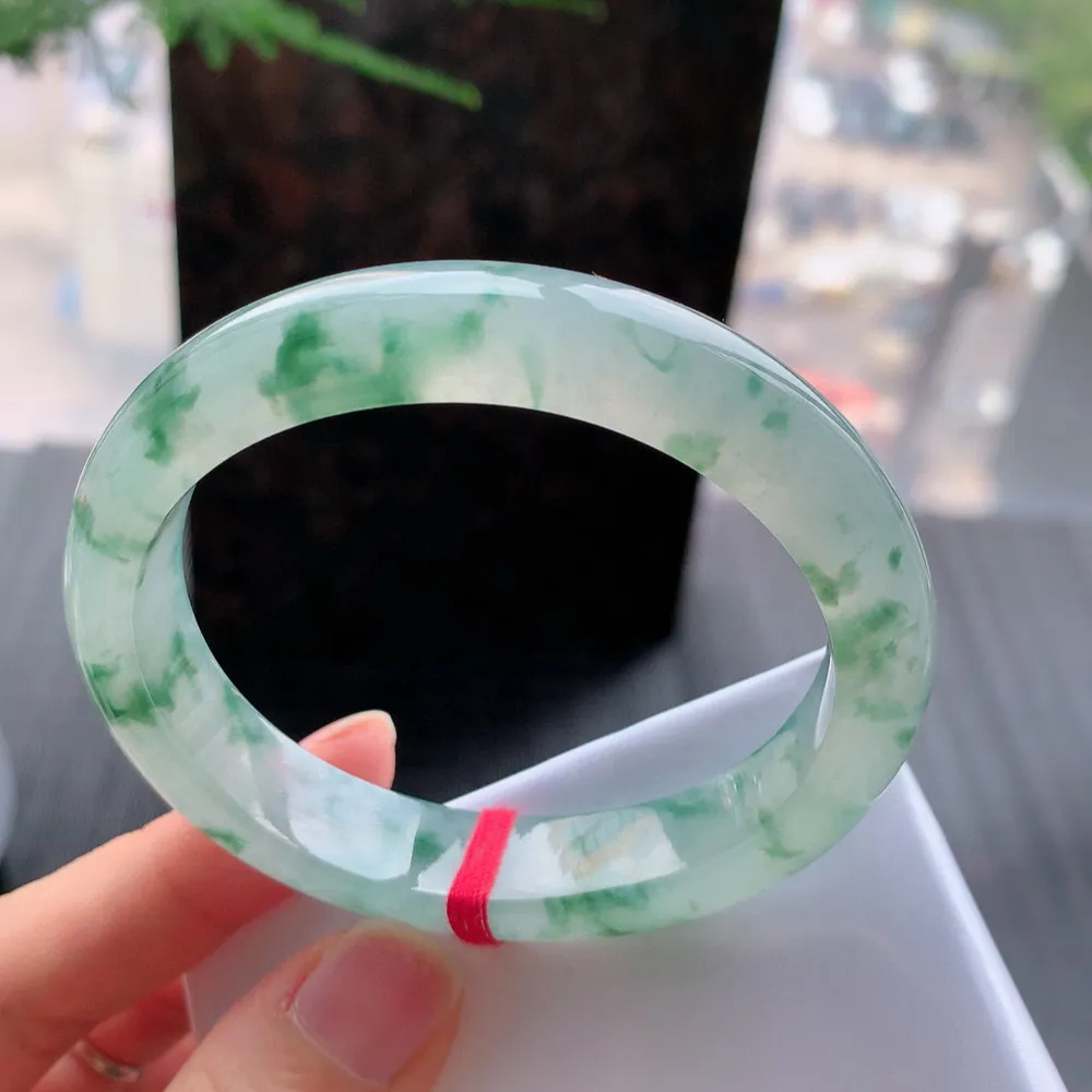 贵妃高冰绿花 无瑕 尺寸:57.7/49.3/12.2/7.9 花美 种水好