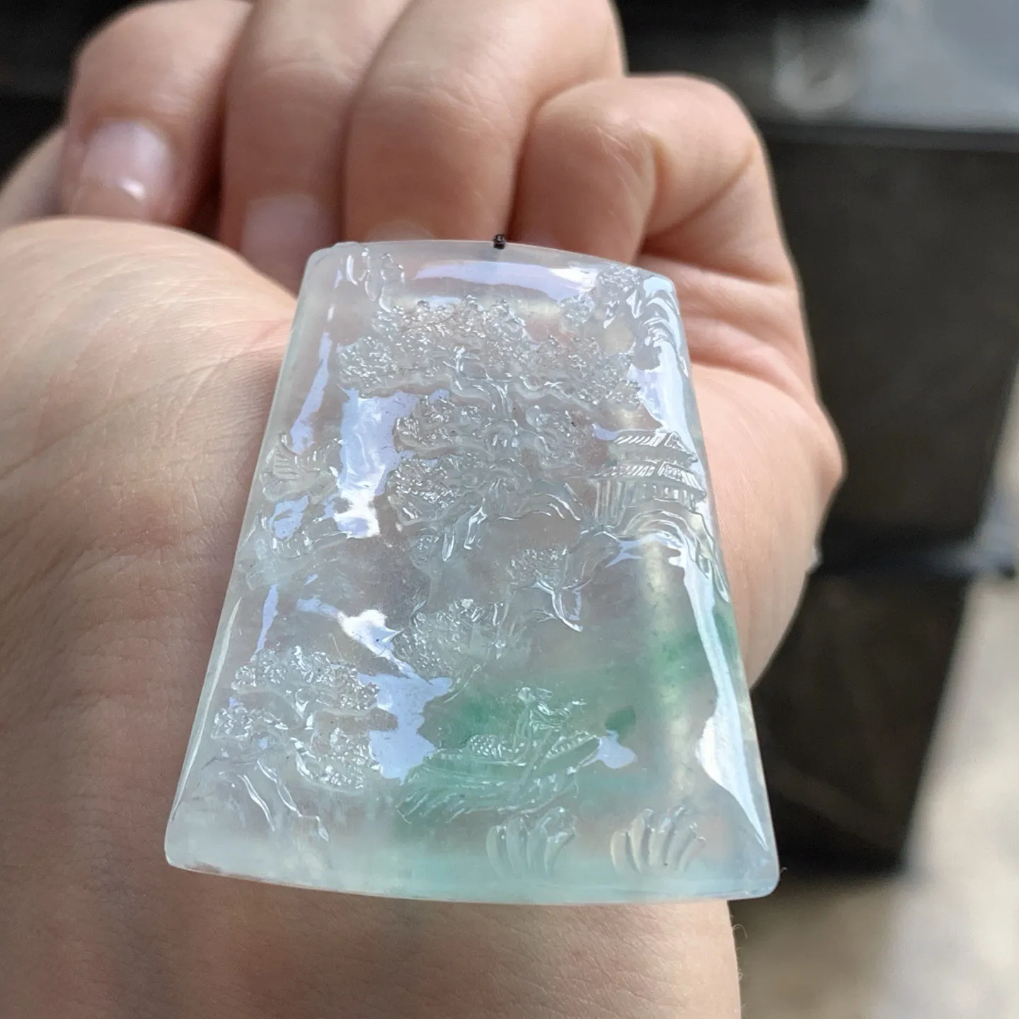 冰飘绿山水牌^_^冰透