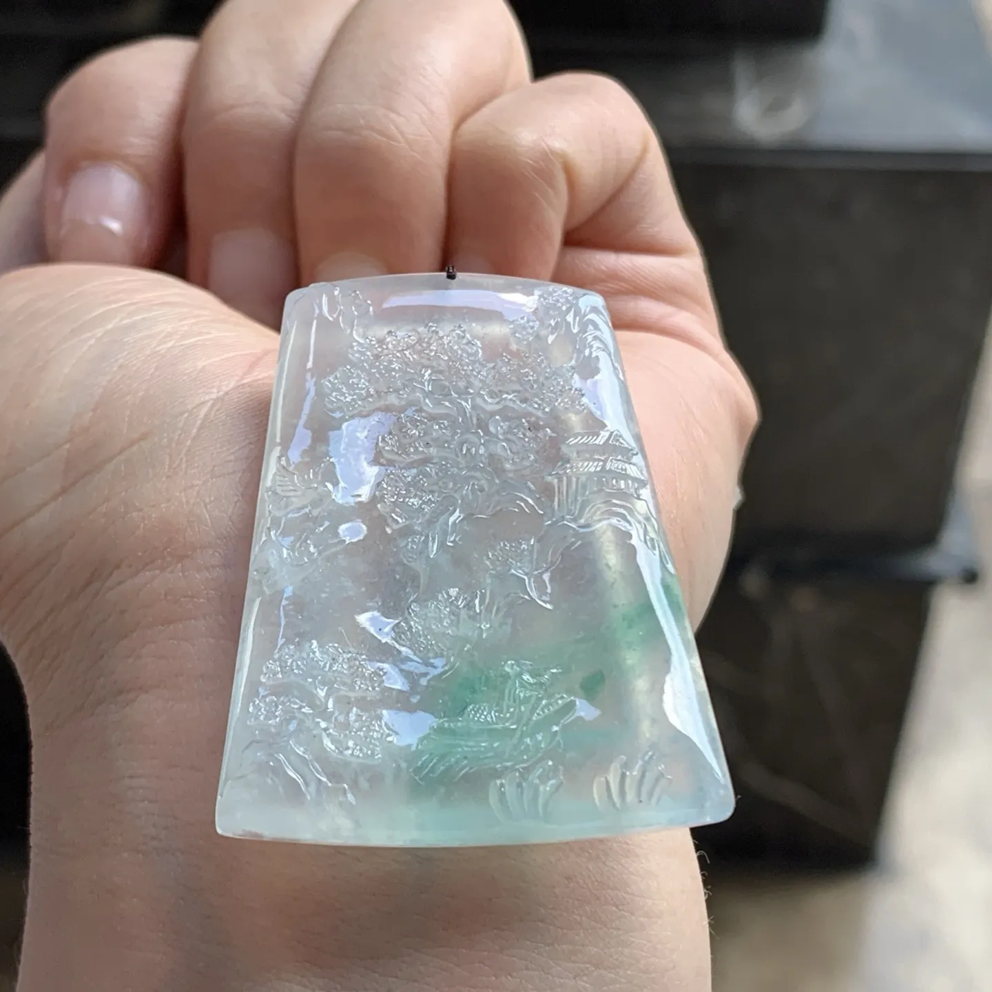 冰飘绿山水牌^_^冰透