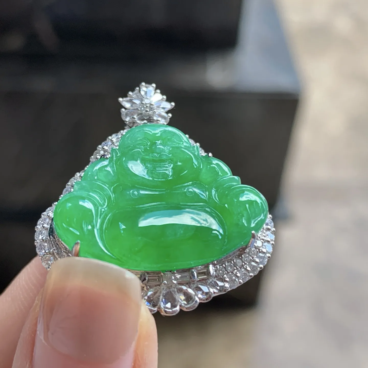 金钻镶嵌冰绿佛公^_^种水足色阳