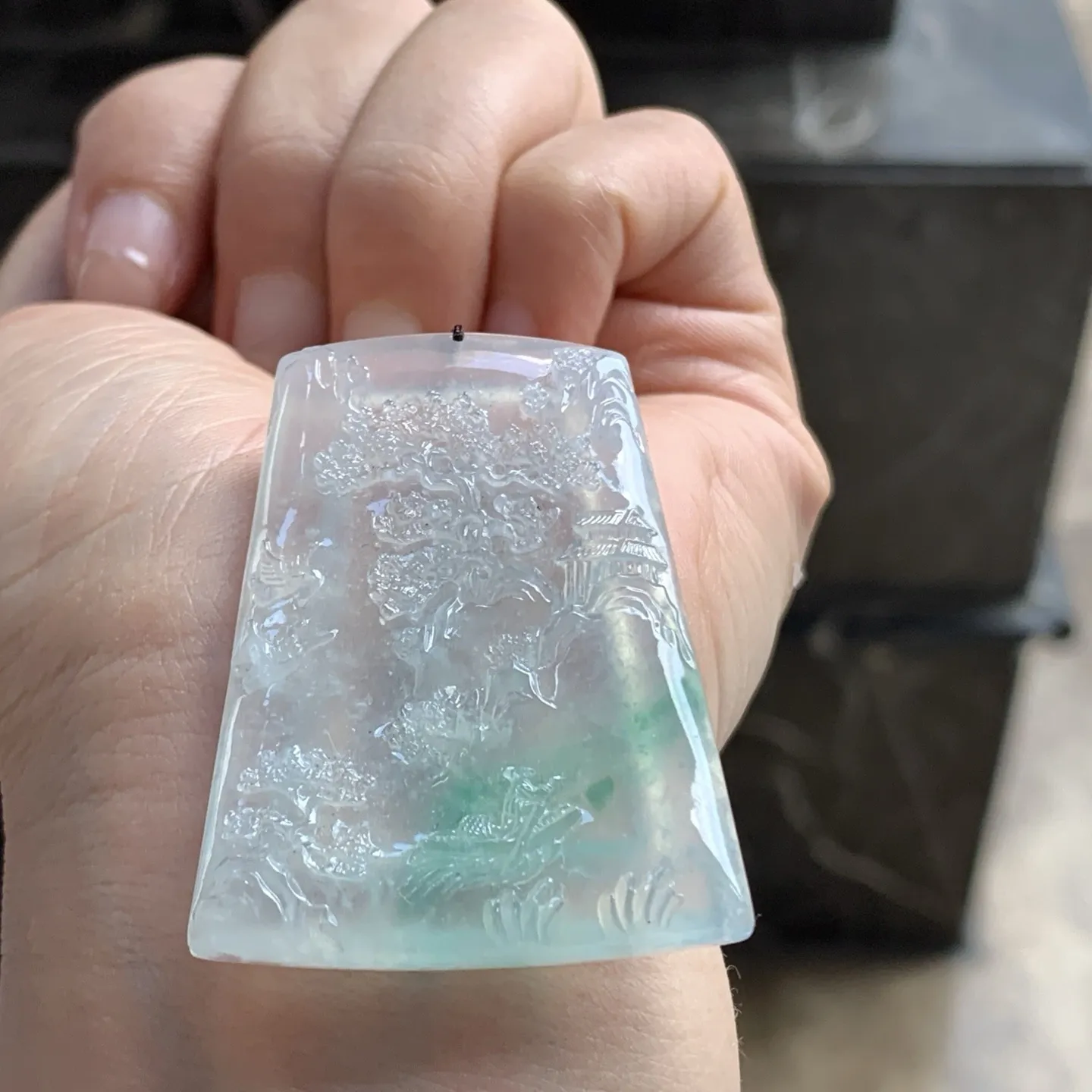 冰飘绿山水牌^_^冰透