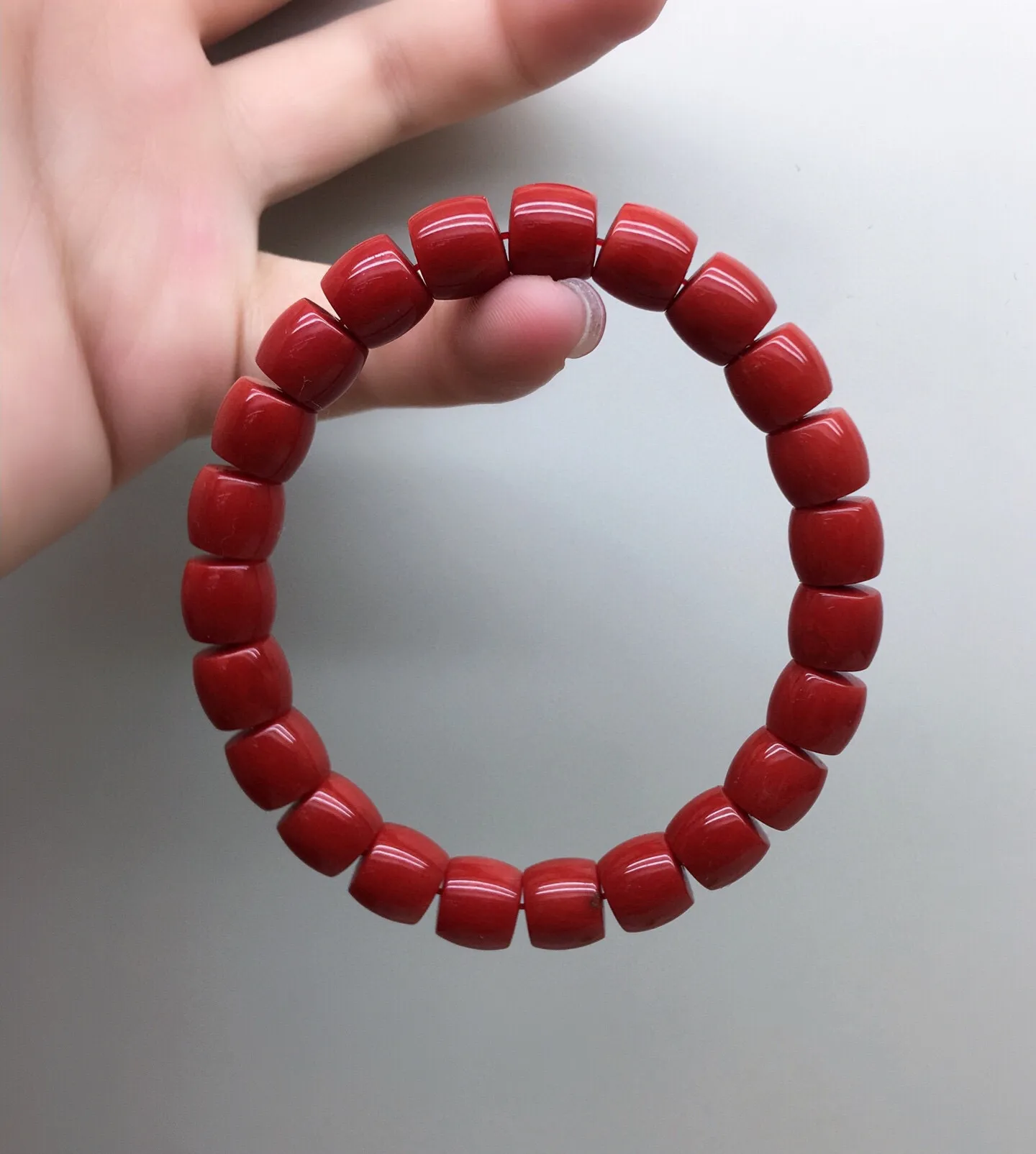 【天然深橘红珊瑚小9mm直切珠弹力手串】收藏佩戴两不误！天然无添加无优化，深橘红颜色，色泽好！品质好