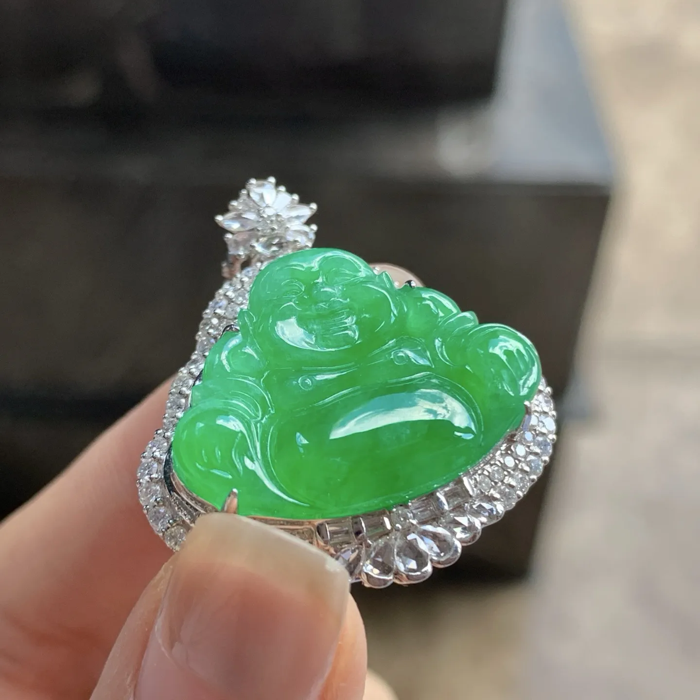 金钻镶嵌冰绿佛公^_^种水足色阳